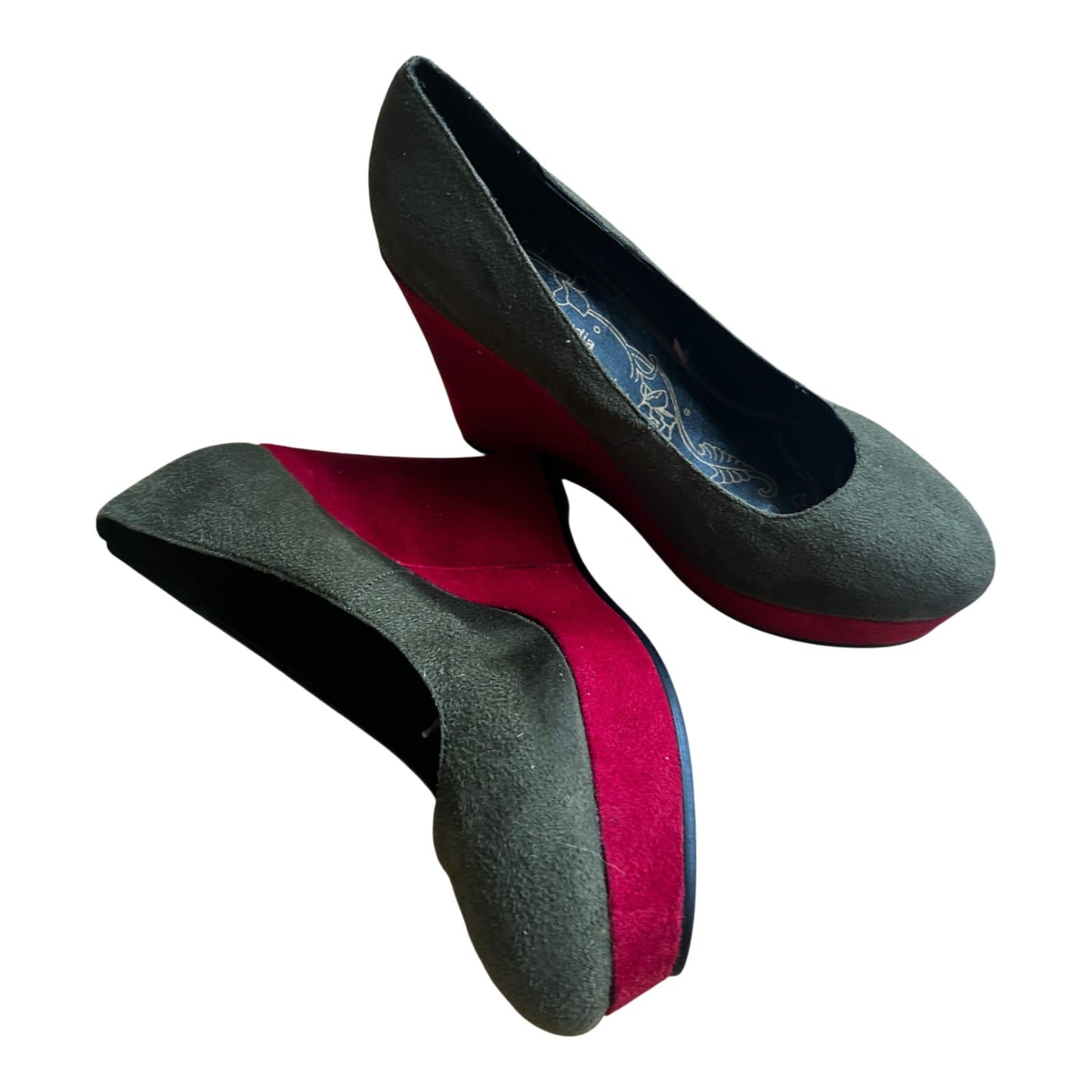 Claudia Ghizzani Keilpumps Damen Vegan Oliv Rot Gr 40 Absatzschuhe Neu Elegant