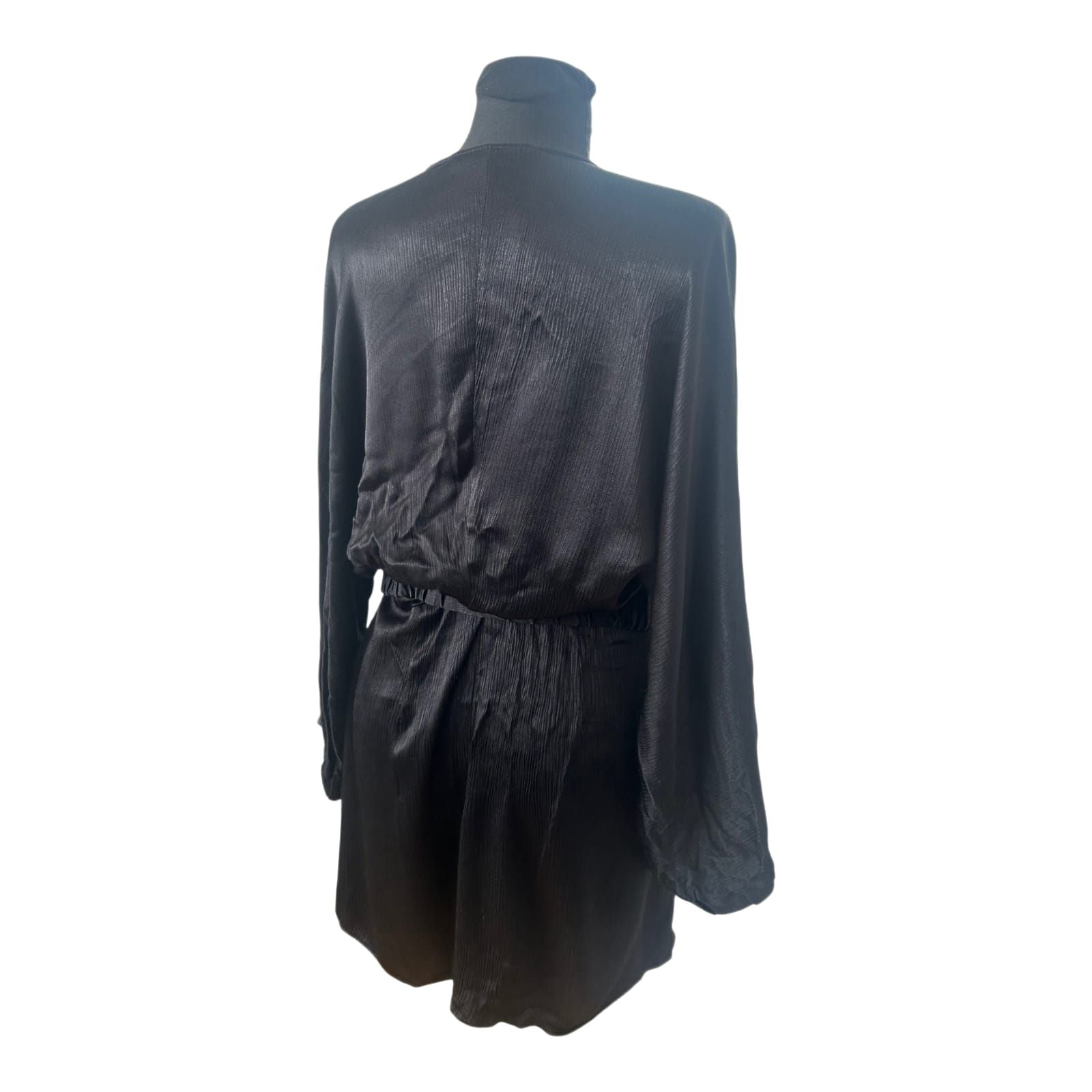 Zara Kleid Damen Gr XL Schwarz Wickelkleid Elegant Gürtel Party