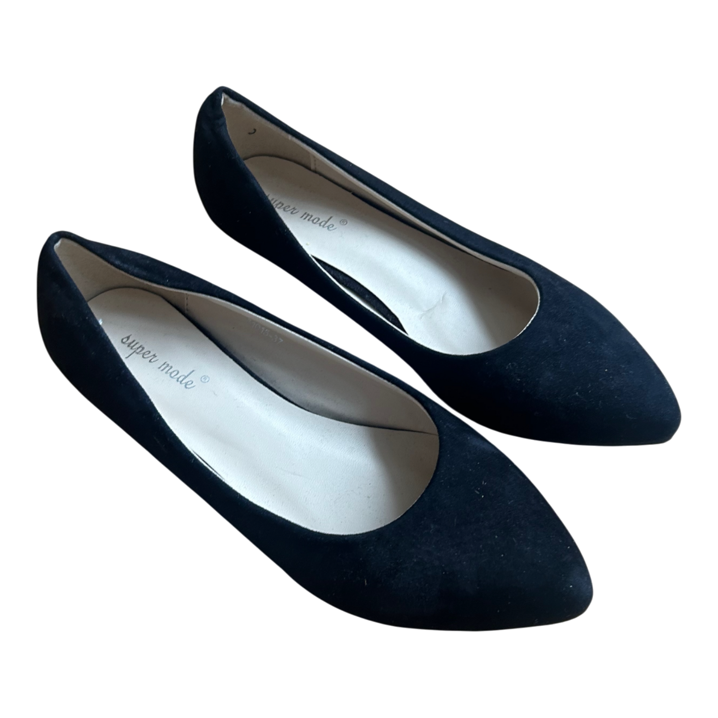 Super Made Ballerina Damen Veganleder Velours Schwarz Gr 38 Klassiker Neu