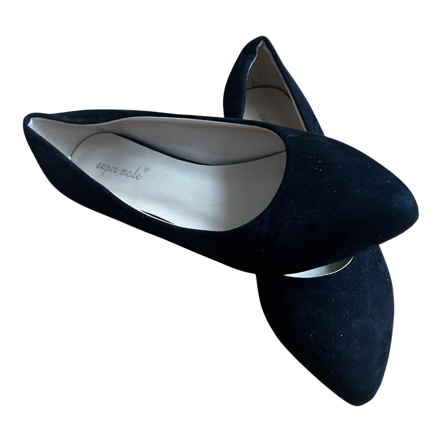 Super Made Ballerina Damen Veganleder Velours Schwarz Gr 38 Klassiker Neu