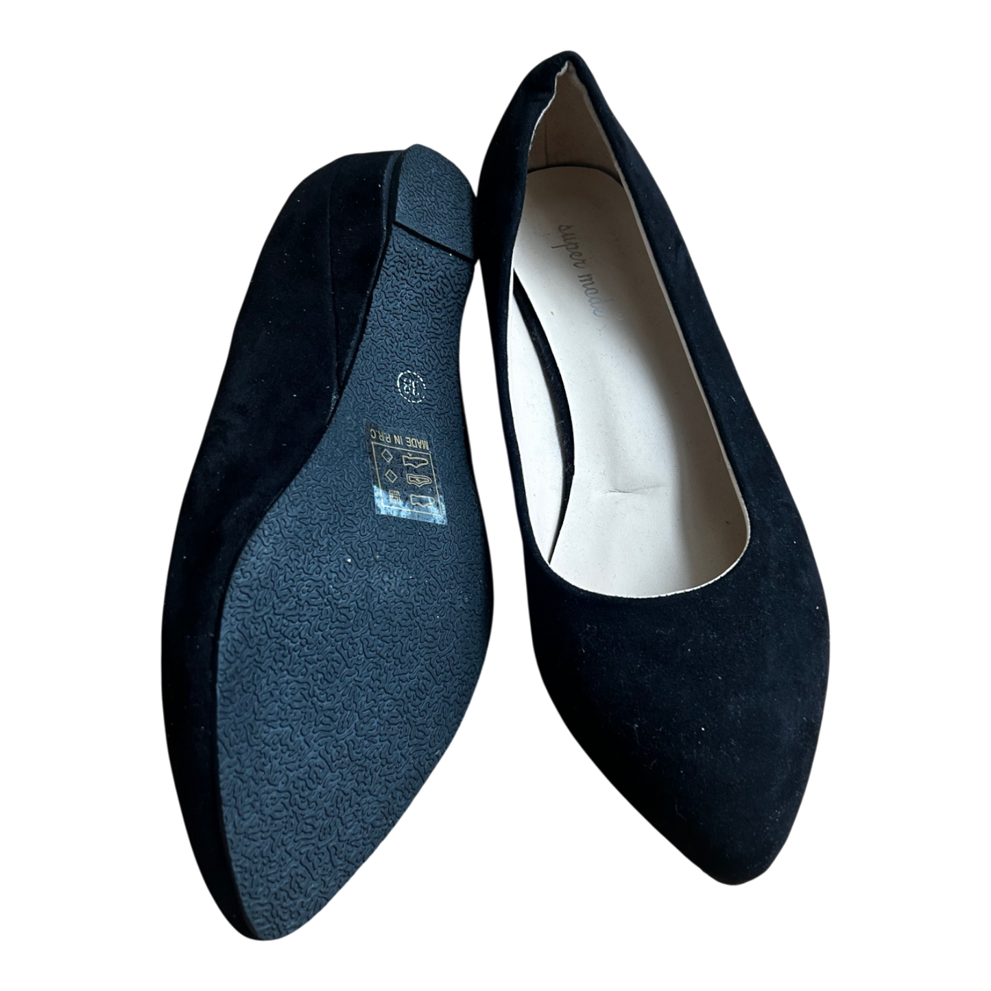 Super Made Ballerina Damen Veganleder Velours Schwarz Gr 38 Klassiker Neu