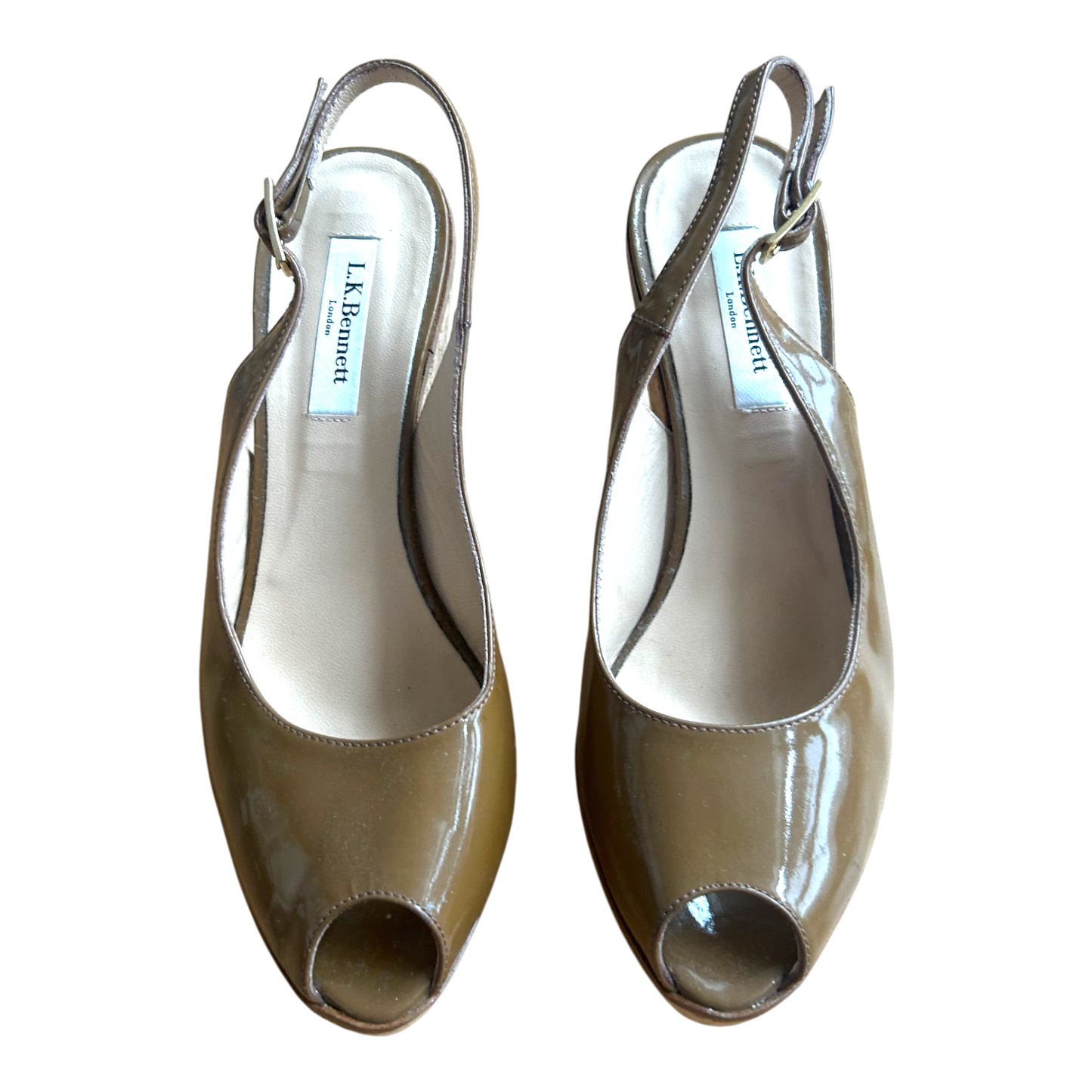 LK Bennett London Peeptoe Wedges Damen Gr 38 Braun Elegant Sommer Keilabsatz