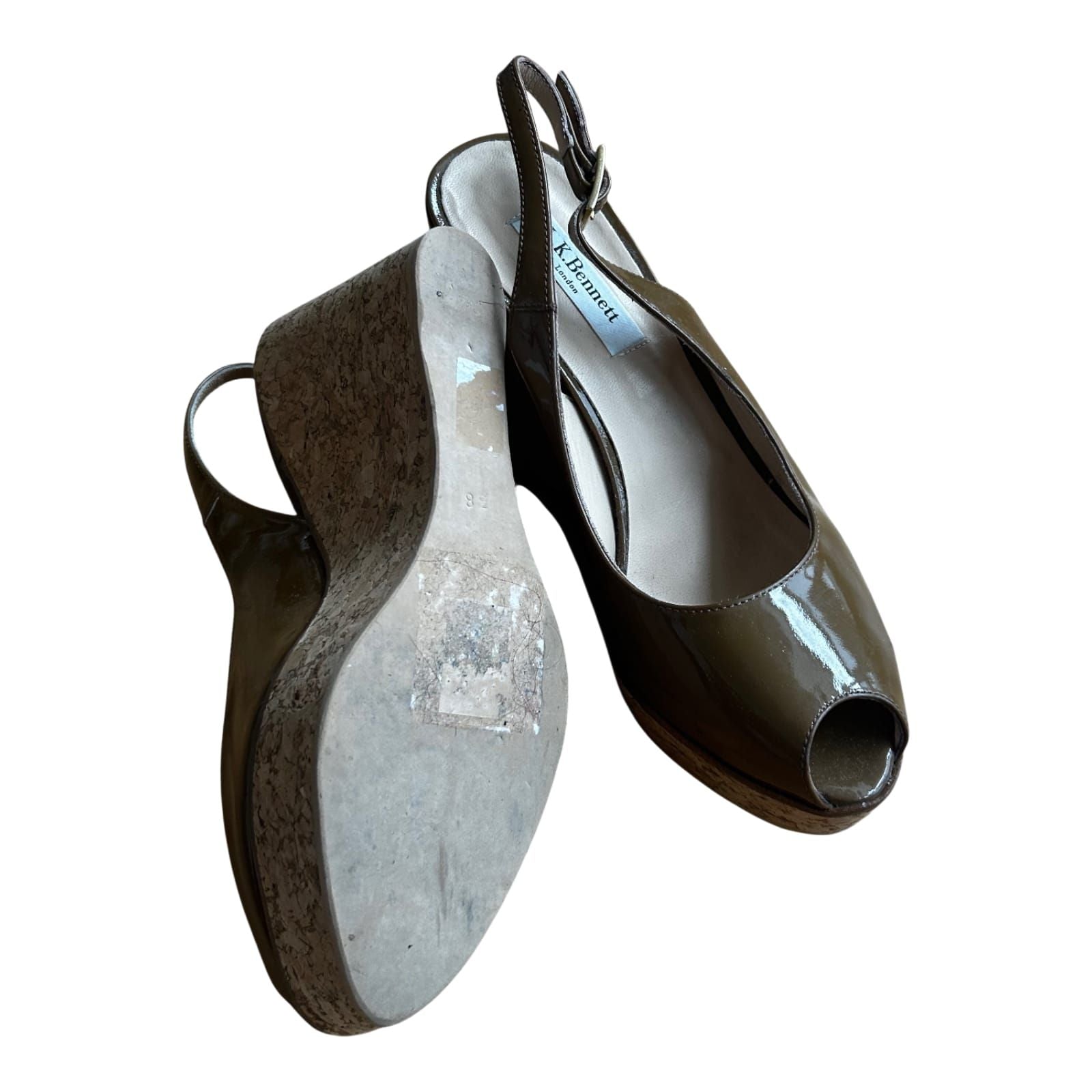 LK Bennett London Peeptoe Wedges Damen Gr 38 Braun Elegant Sommer Keilabsatz