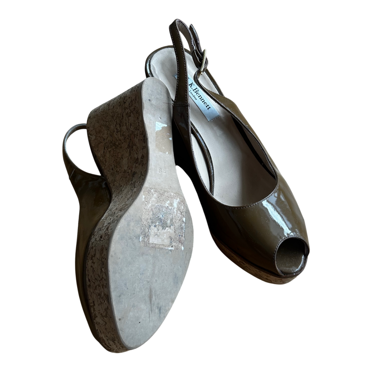 LK Bennett London Peeptoe Wedges Damen Gr 38 Braun Elegant Sommer Keilabsatz