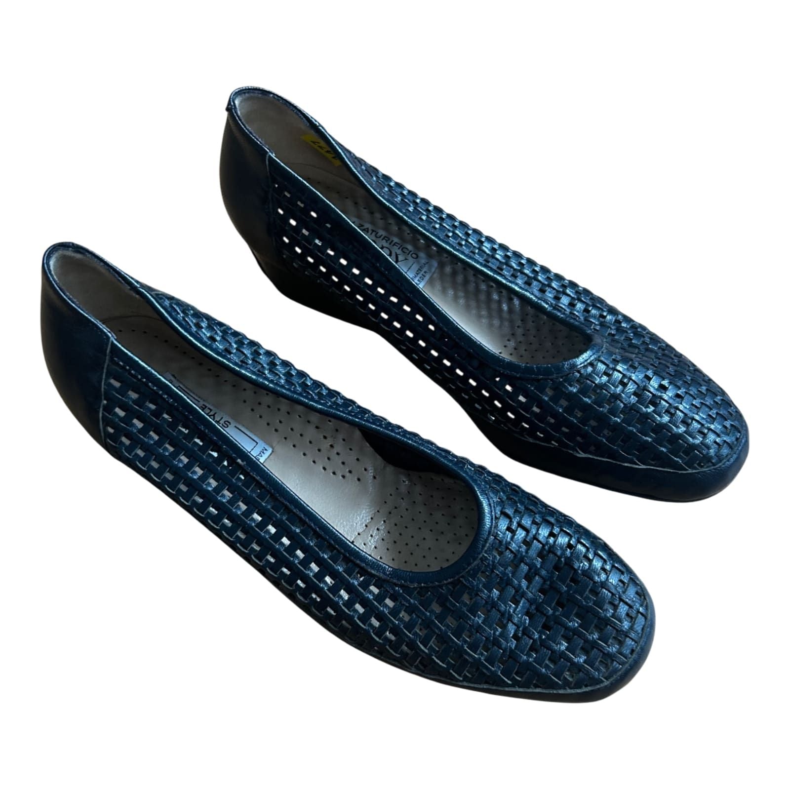 Calzaturifico FERDY Damen Halbschuhe Gr 36 Leder Made in Italy Dunkelblau Elegant