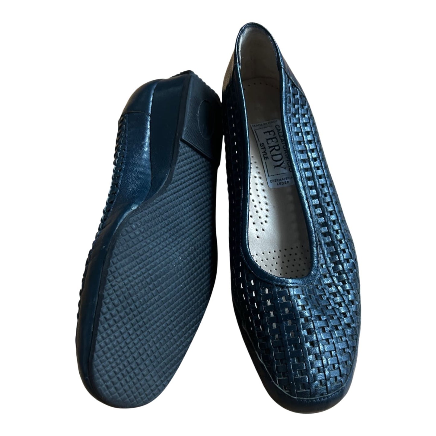 Calzaturifico FERDY Damen Halbschuhe Gr 36 Leder Made in Italy Dunkelblau Elegant