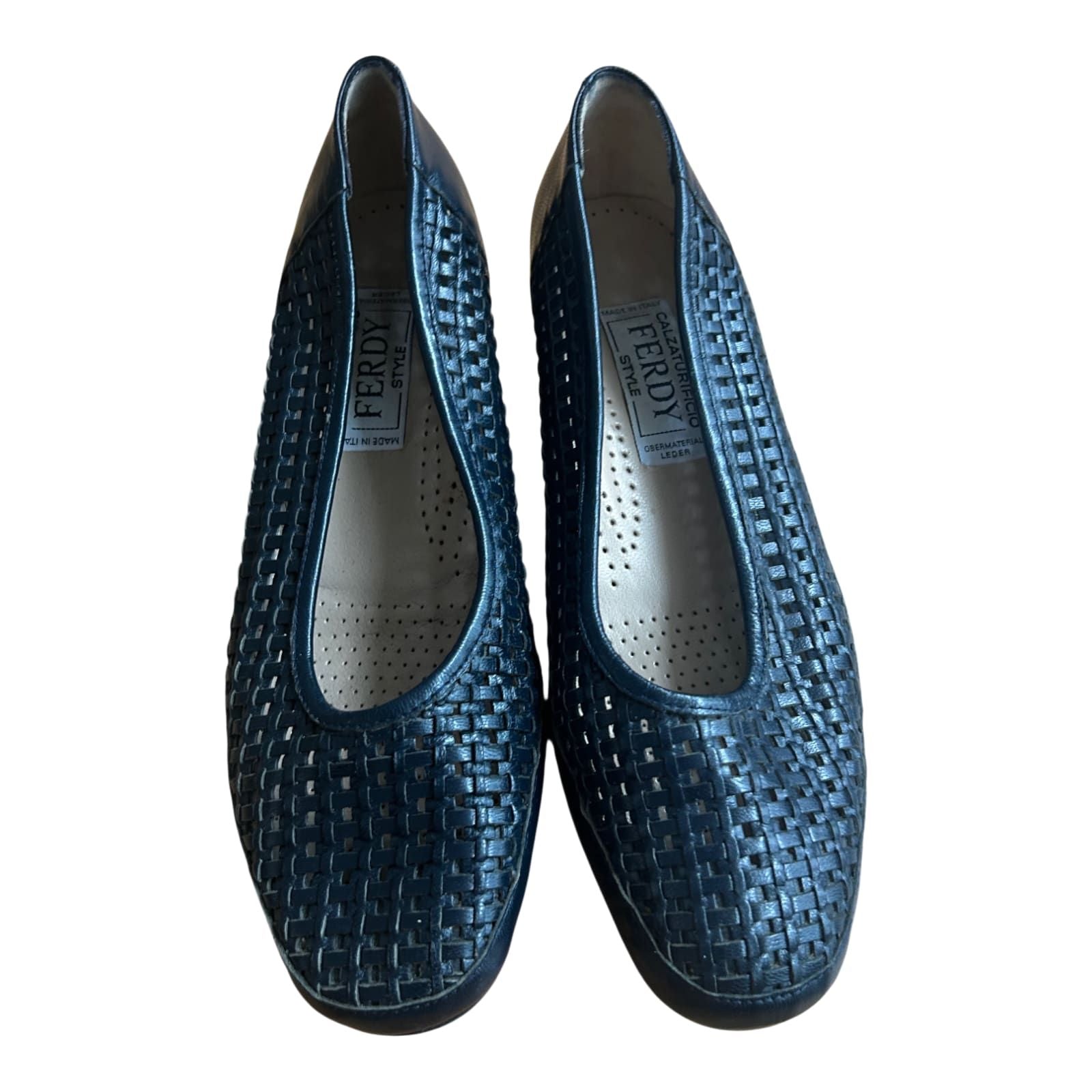 Calzaturifico FERDY Damen Halbschuhe Gr 36 Leder Made in Italy Dunkelblau Elegant