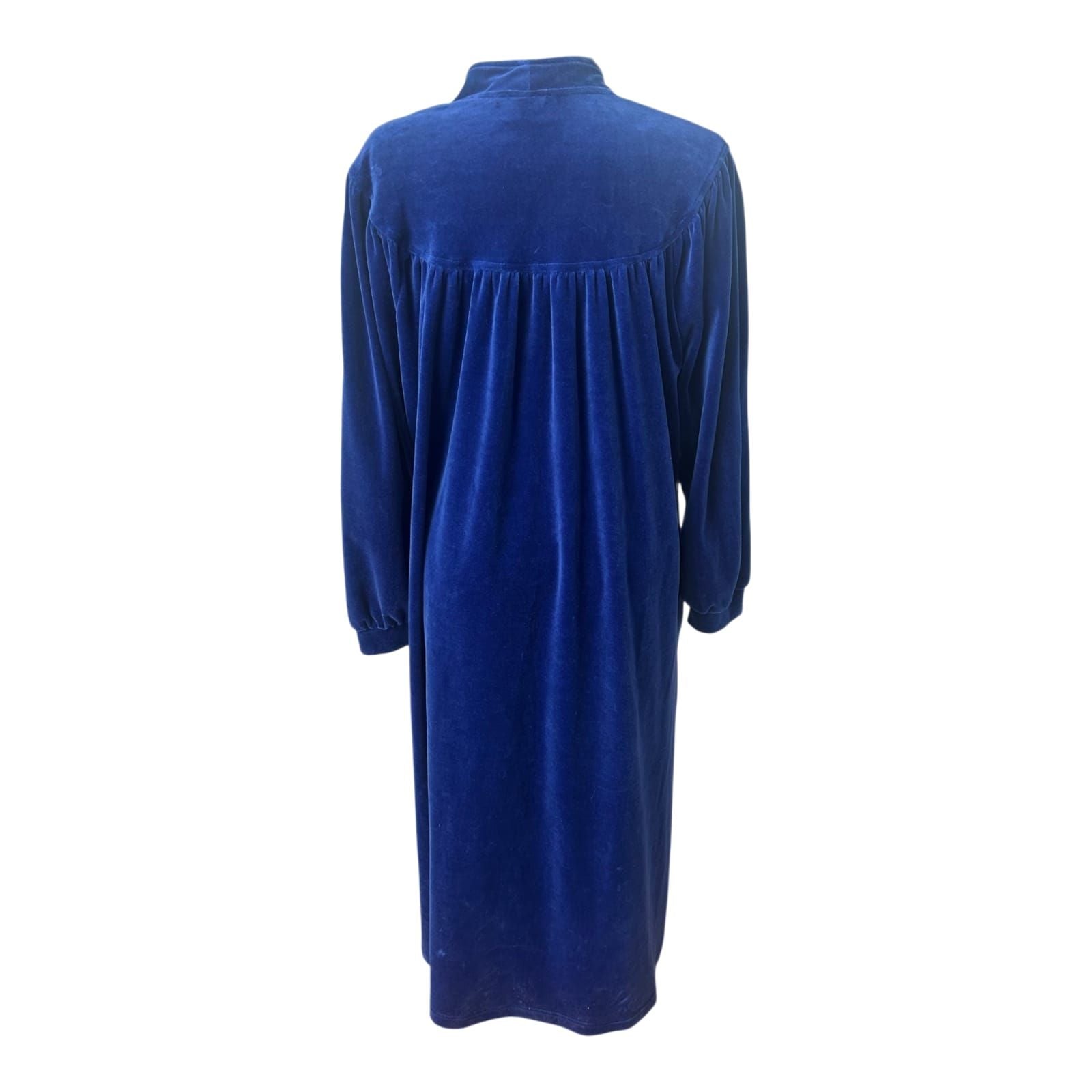 Bademantel Damen Gr 48 Miss Ulrike Blau Samtoptik Knopfleiste Elegant