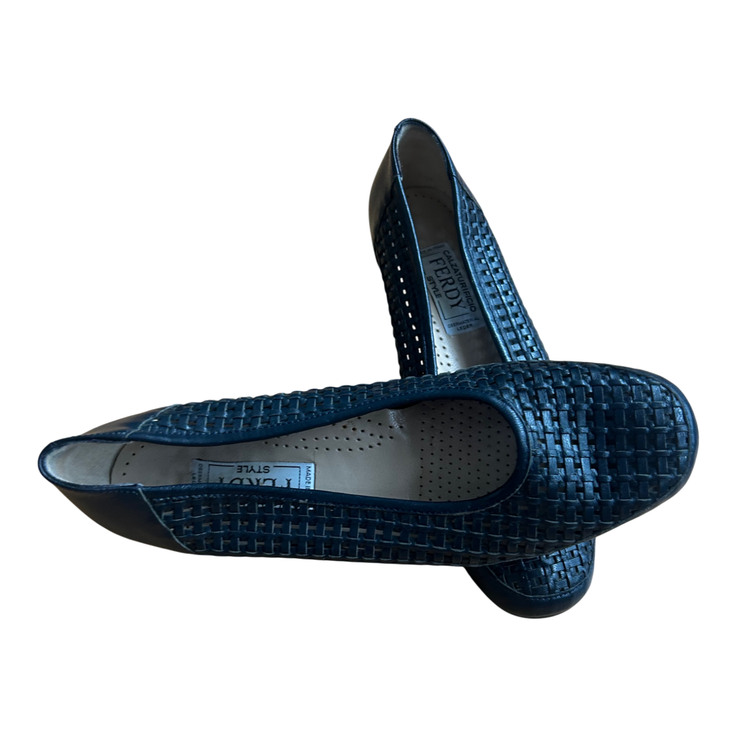 Calzaturifico FERDY Damen Halbschuhe Gr 36 Leder Made in Italy Dunkelblau Elegant
