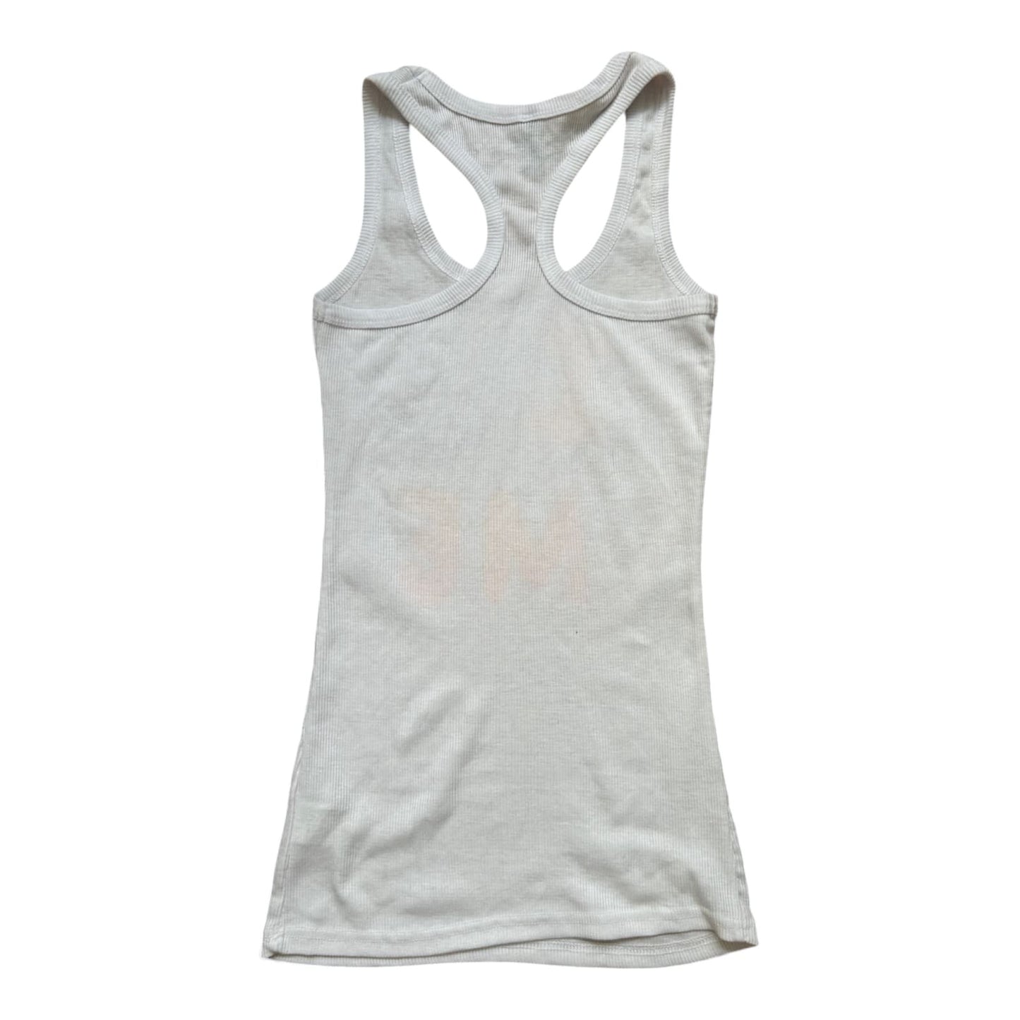 One Love Damen Tanktop S Weiß Baumwolle Print Strass Racerback Sommer