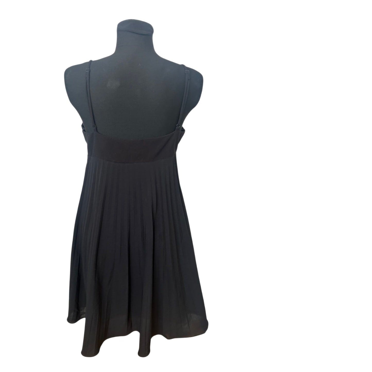 H&M Kleid Damen Gr 40 Schwarz Spaghettiträger Plissee Elegant Sommer