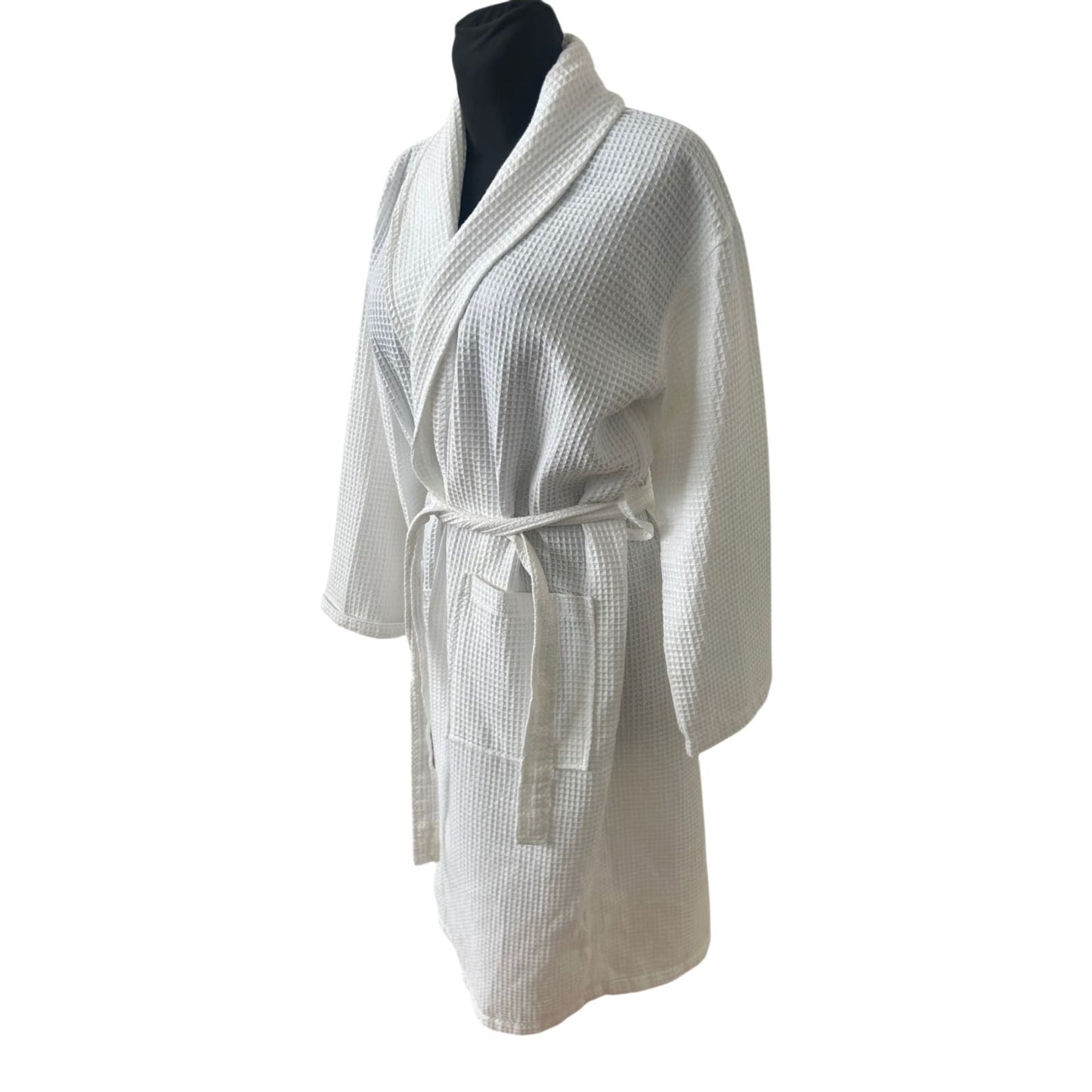Sherwood Bademantel Damen Gr M Weiß Waffelstruktur Baumwolle Gürtel
