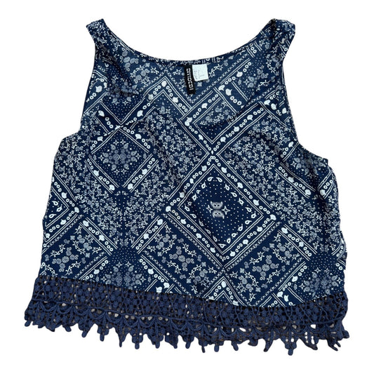 Divided Damen Top 38 Ethno Muster Spitzensaum ärmellos Sommer Viskose Bluse