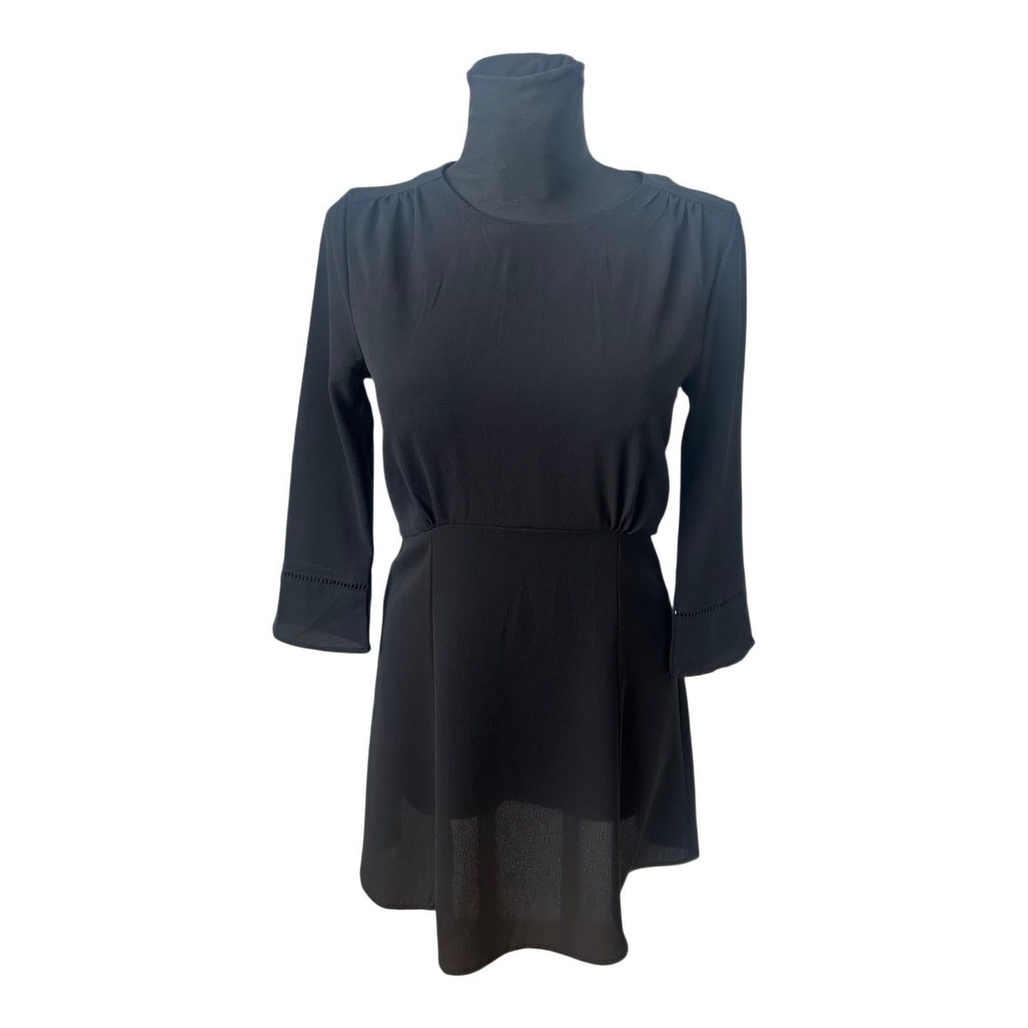 H&M Kleid Damenkleid Gr 38 Schwarz Elegant Minimalistisch 3/4 Arm
