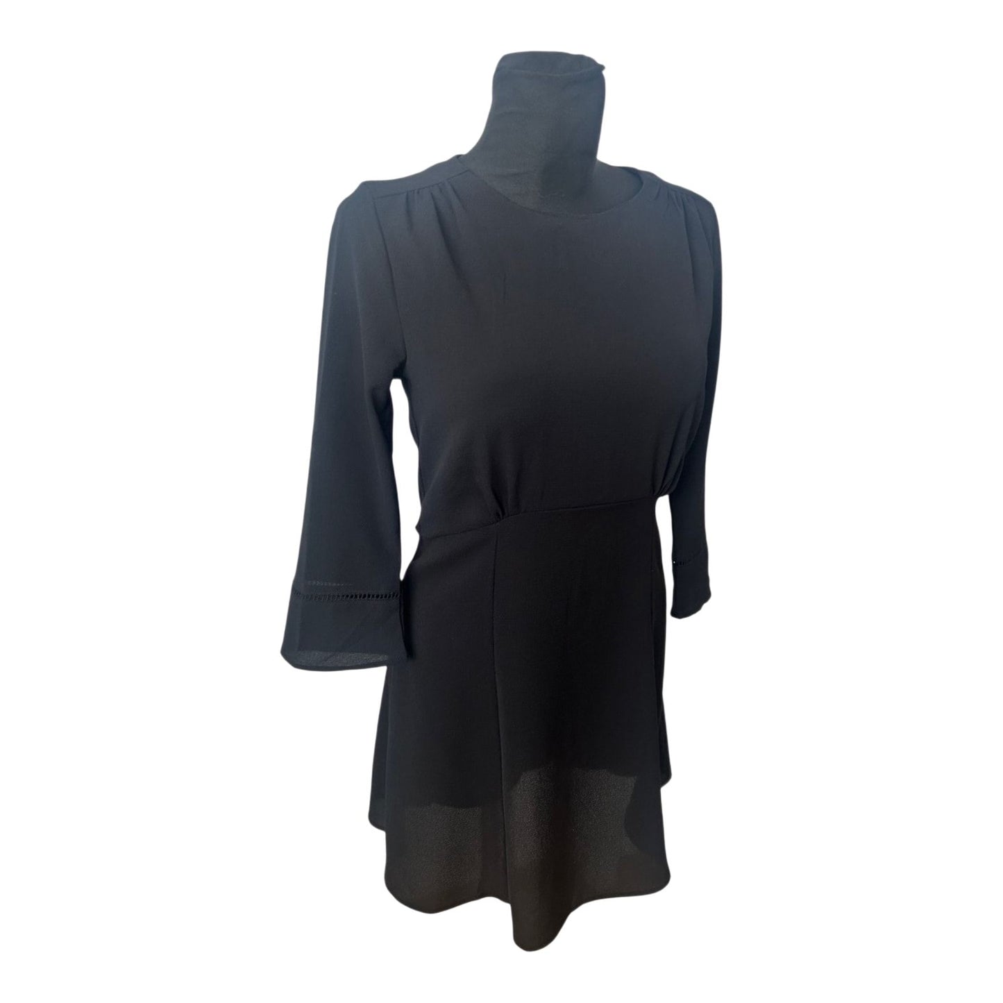 H&M Kleid Damenkleid Gr 38 Schwarz Elegant Minimalistisch 3/4 Arm
