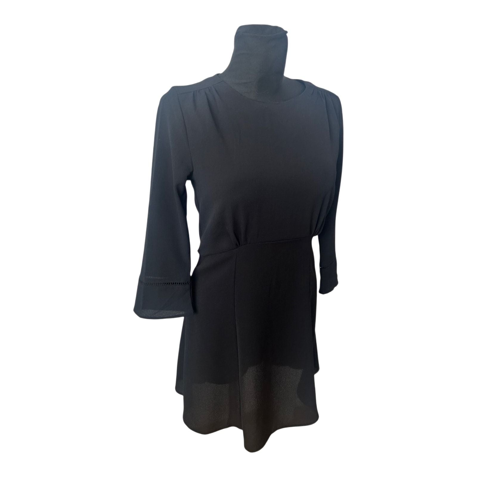 H&M Kleid Damenkleid Gr 38 Schwarz Elegant Minimalistisch 3/4 Arm