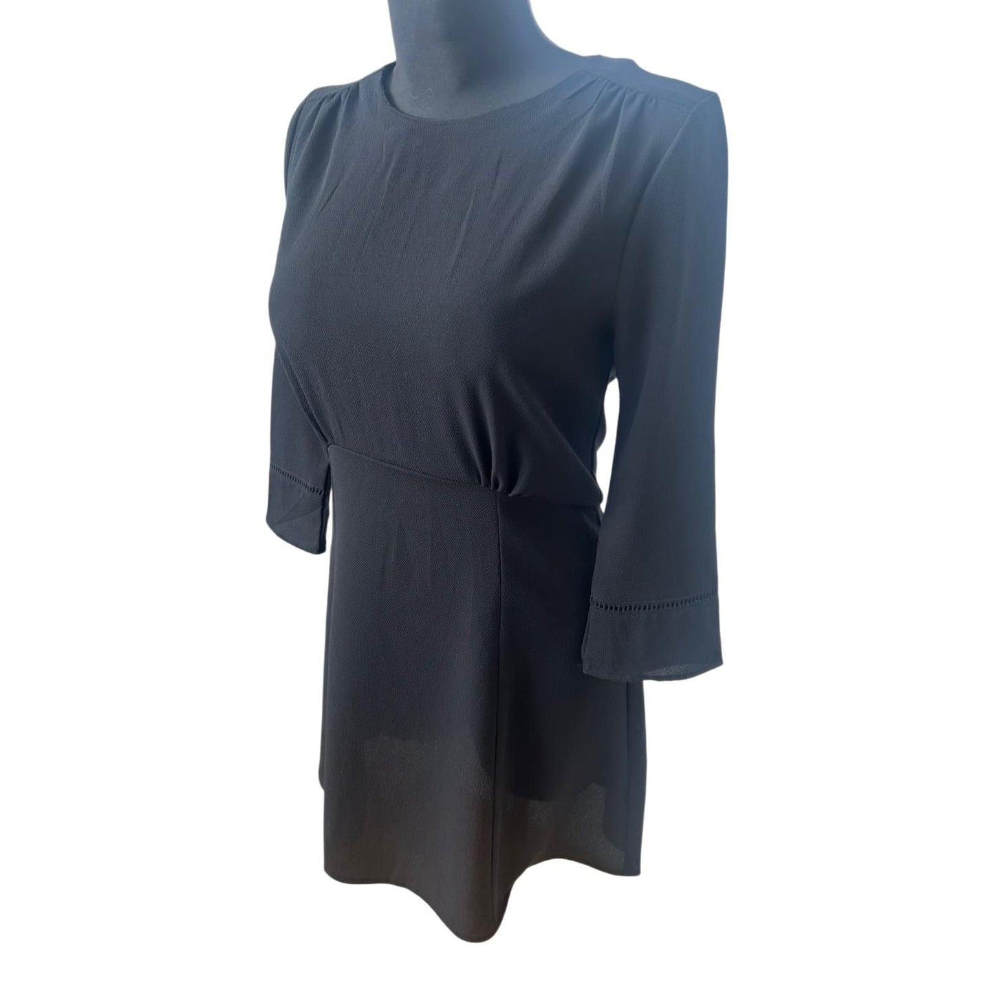 H&M Kleid Damenkleid Gr 38 Schwarz Elegant Minimalistisch 3/4 Arm