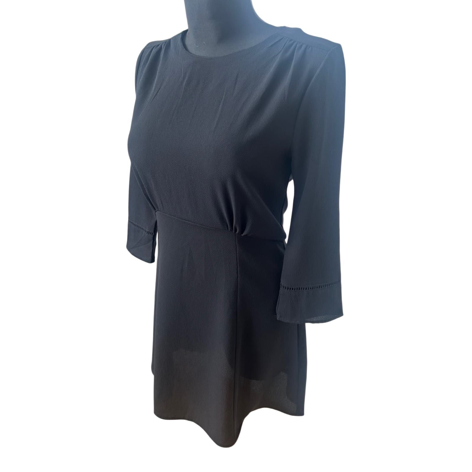 H&M Kleid Damenkleid Gr 38 Schwarz Elegant Minimalistisch 3/4 Arm