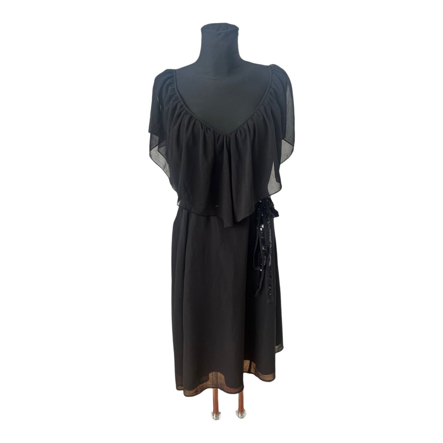 Mia Linea Kleid Damenkleid Gr 50 Schwarz Chiffon Elegant Festlich