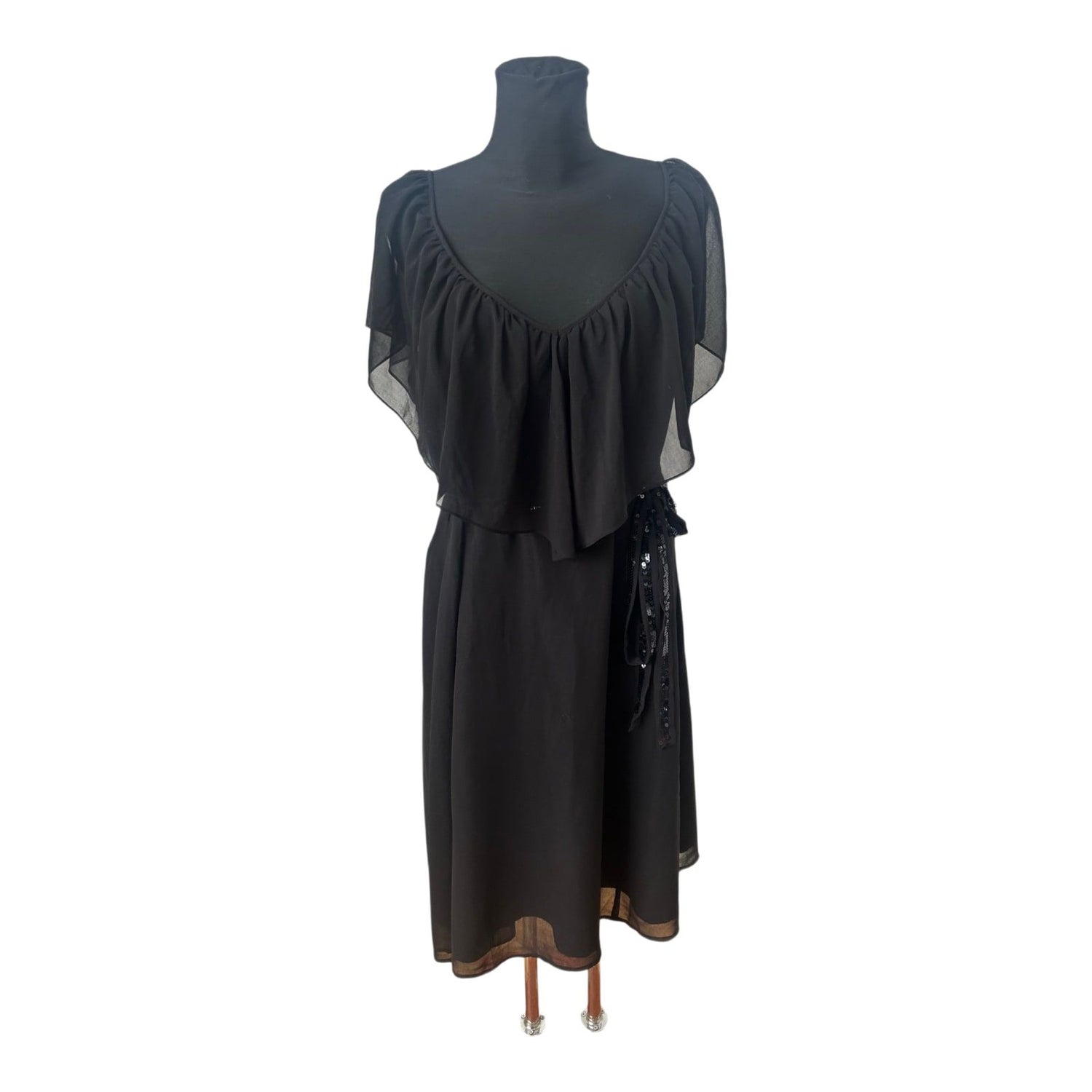 Mia Linea Kleid Damenkleid Gr 50 Schwarz Chiffon Elegant Festlich
