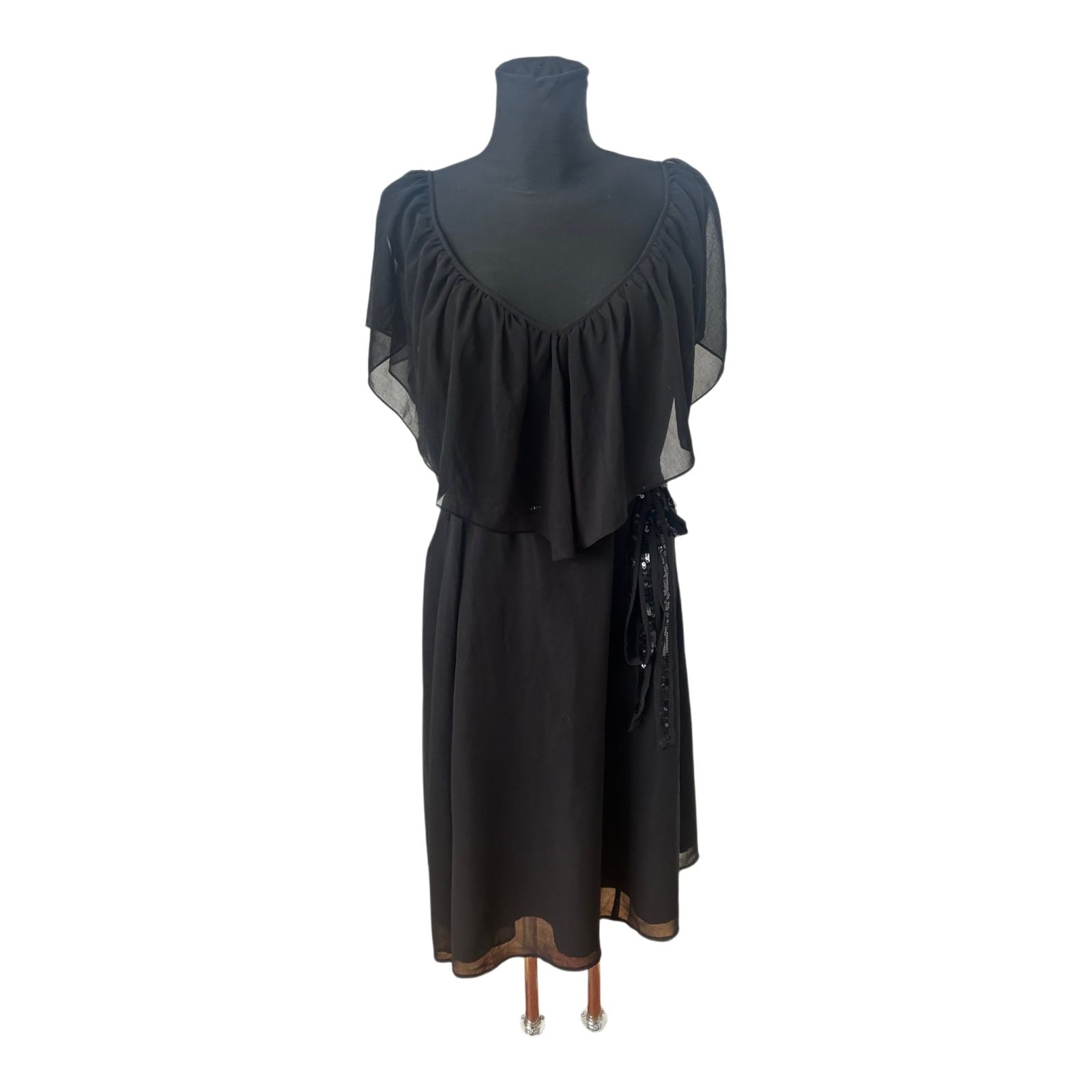 Mia Linea Kleid Damenkleid Gr 50 Schwarz Chiffon Elegant Festlich