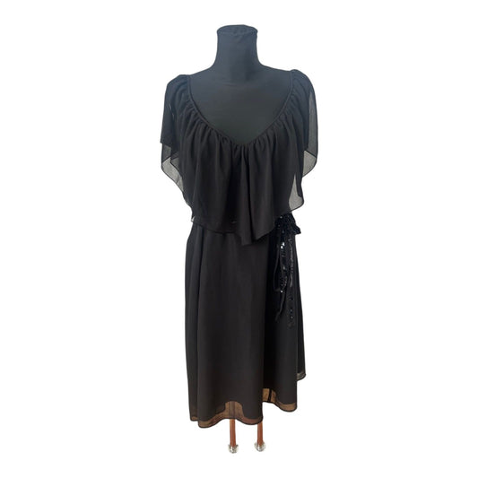 Mia Linea Kleid Damenkleid Gr 50 Schwarz Chiffon Elegant Festlich