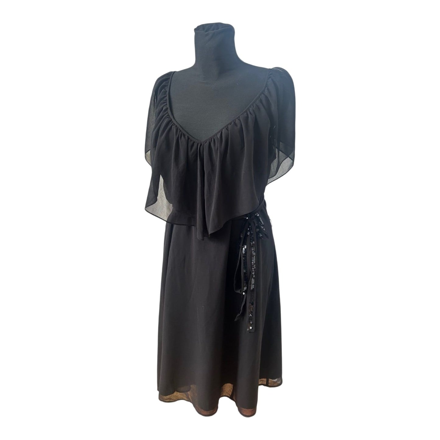 Mia Linea Kleid Damenkleid Gr 50 Schwarz Chiffon Elegant Festlich