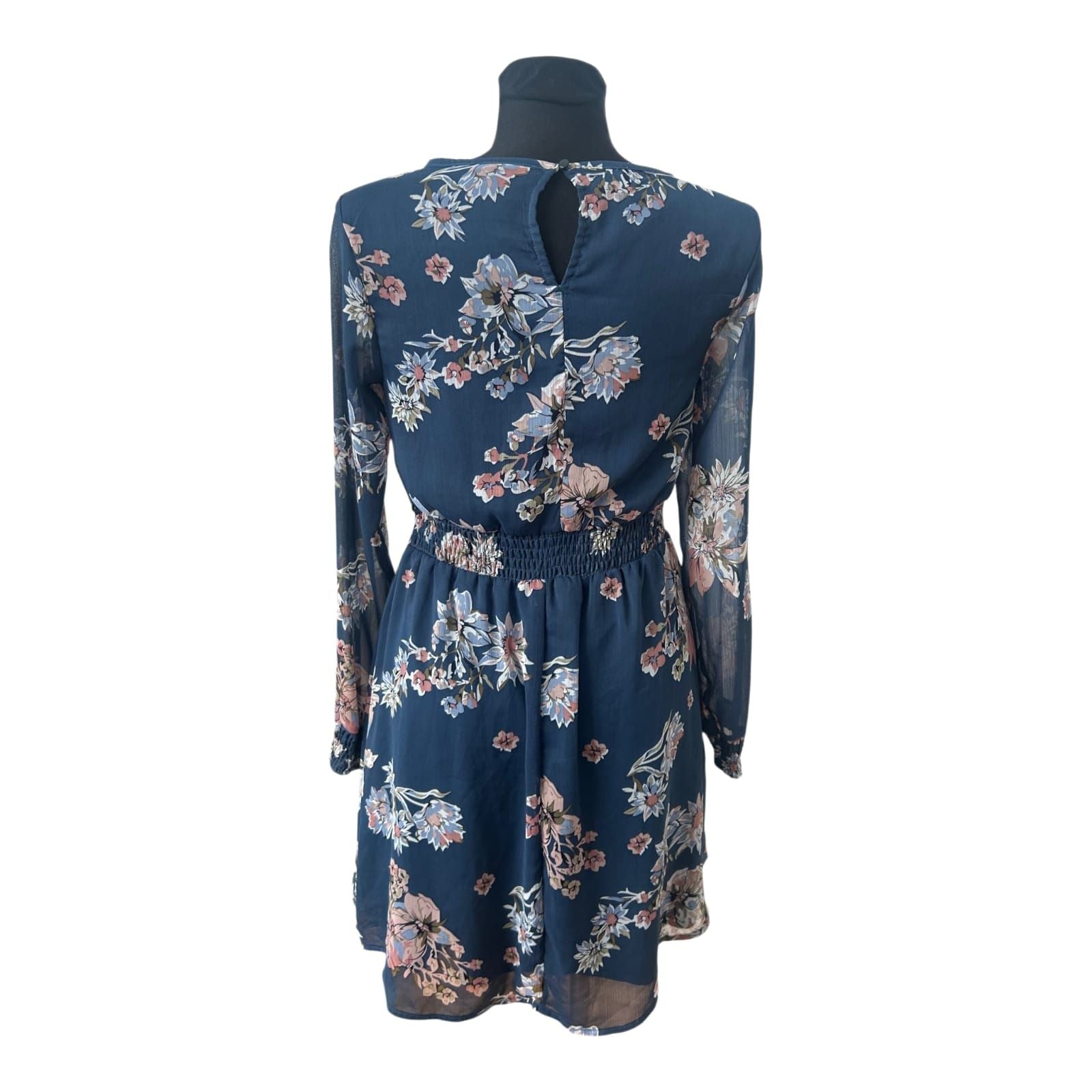 Esmara Kleid Damen Gr 38 Blau Blumen Chiffon Sommerkleid Elegant