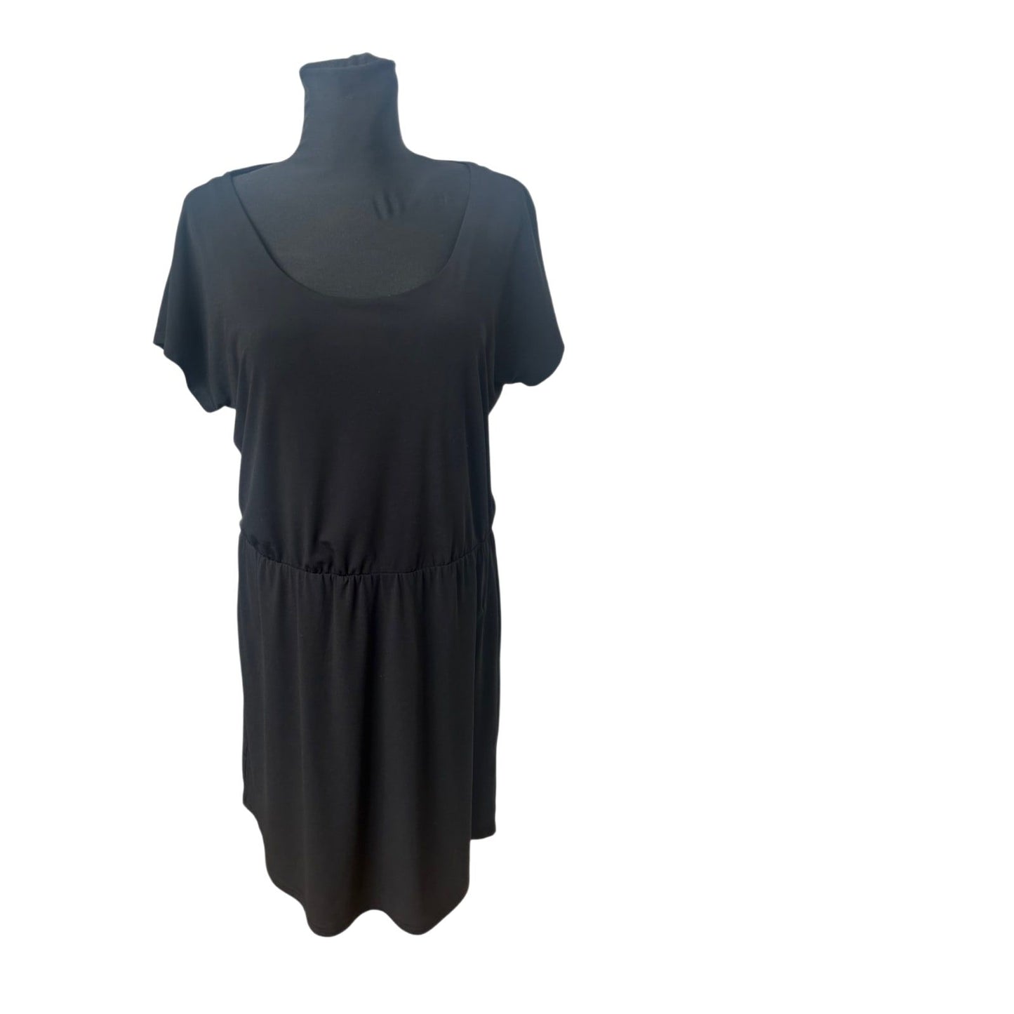 Tchibo Kleid Damen Gr 40 Schwarz Locker Sommer Basic Kurzarm Stretch