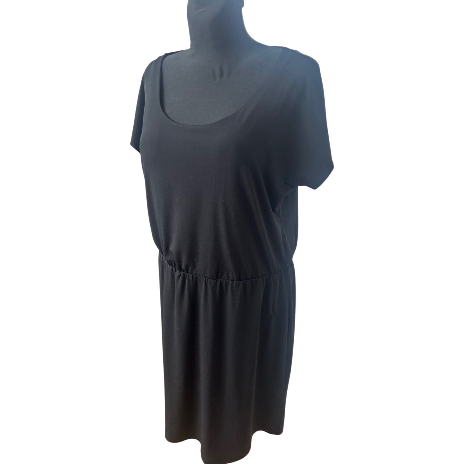 Tchibo Kleid Damen Gr 40 Schwarz Locker Sommer Basic Kurzarm Stretch