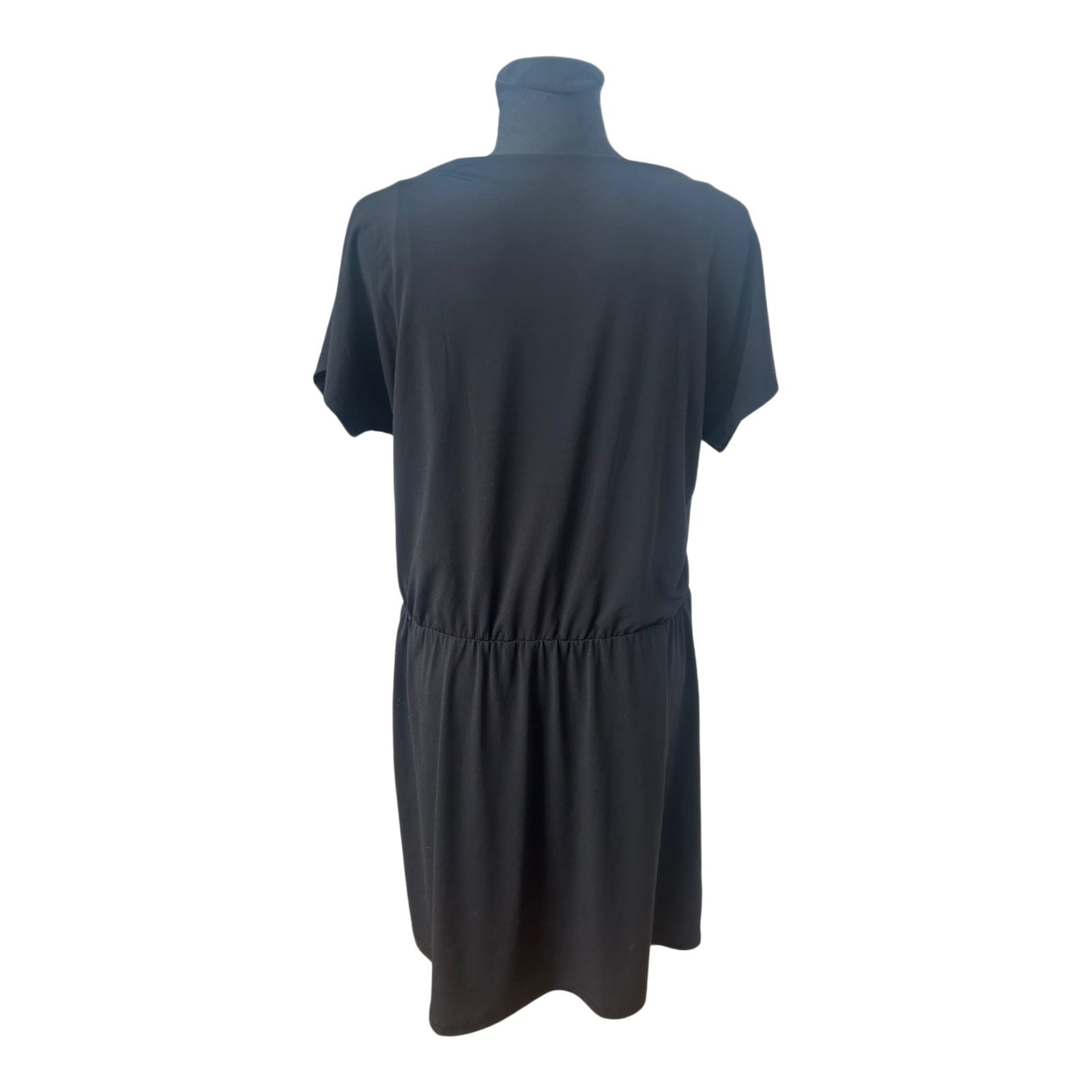 Tchibo Kleid Damen Gr 40 Schwarz Locker Sommer Basic Kurzarm Stretch