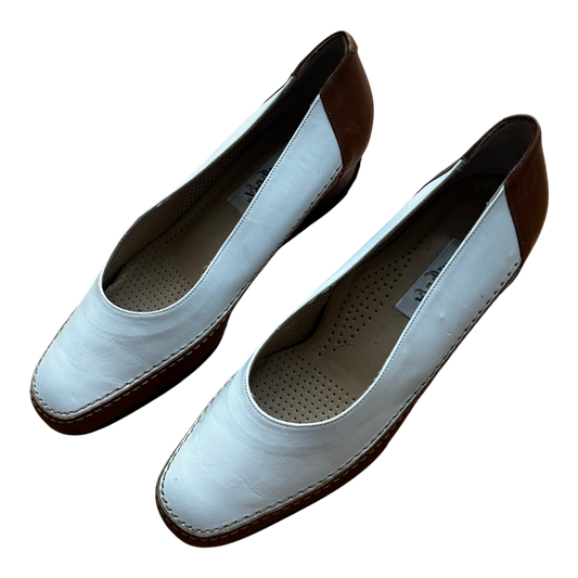 Atelier Carrara Damen Halbschuhe  Gr 40 Leder Made in Italy Neu Weiß Braun Elegant