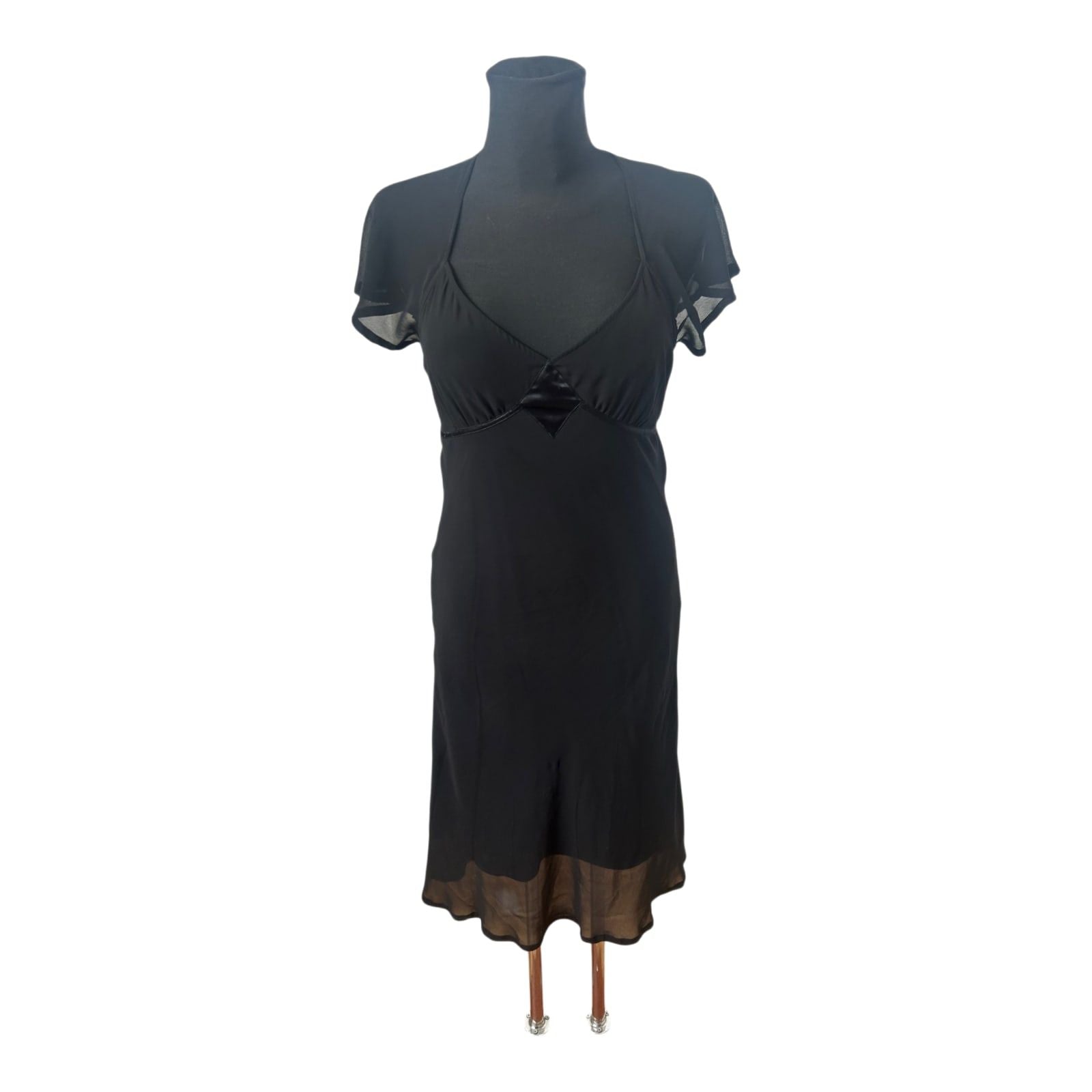 H&M Kleid Damen Gr 40 Schwarz Elegant Chiffon Abend Lang Transparent