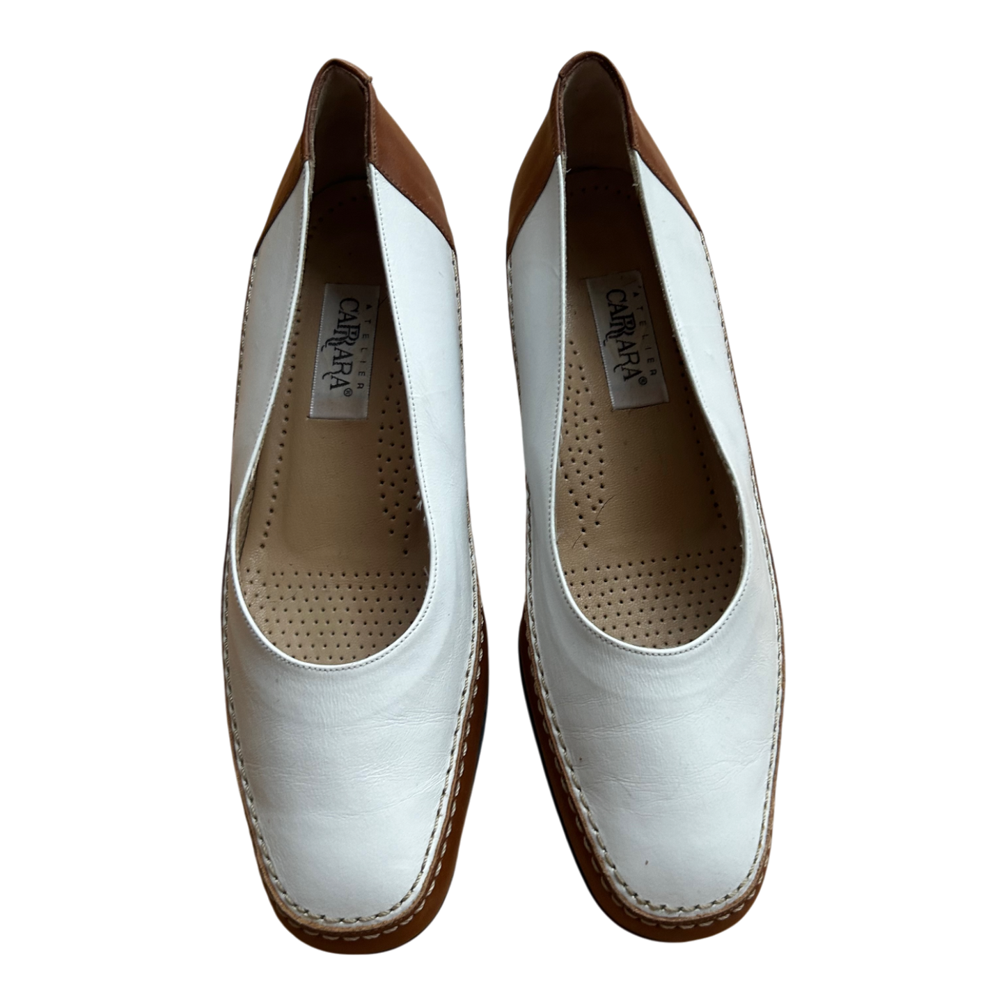 Atelier Carrara Damen Halbschuhe  Gr 40 Leder Made in Italy Neu Weiß Braun Elegant