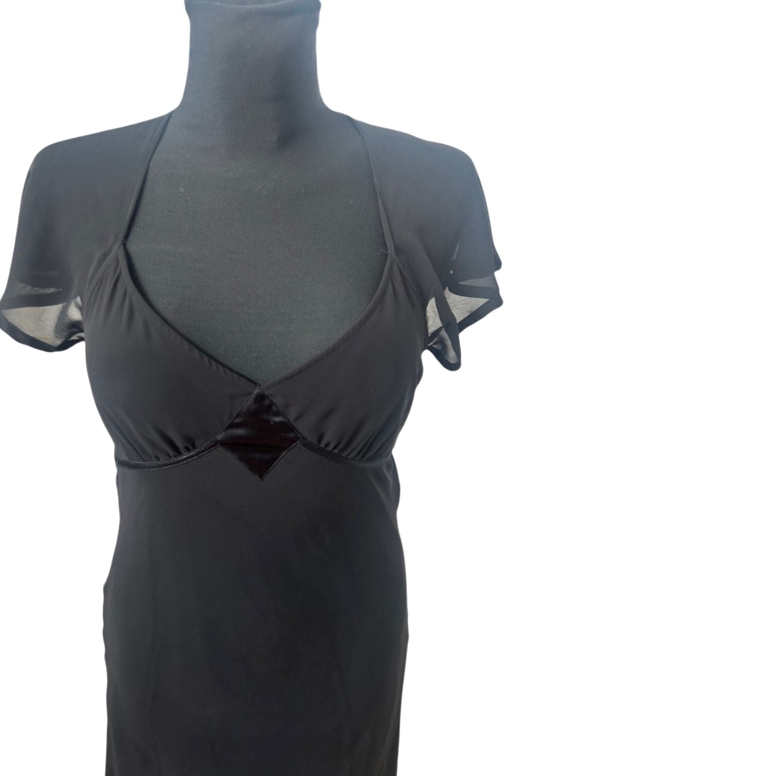 H&M Kleid Damen Gr 40 Schwarz Elegant Chiffon Abend Lang Transparent
