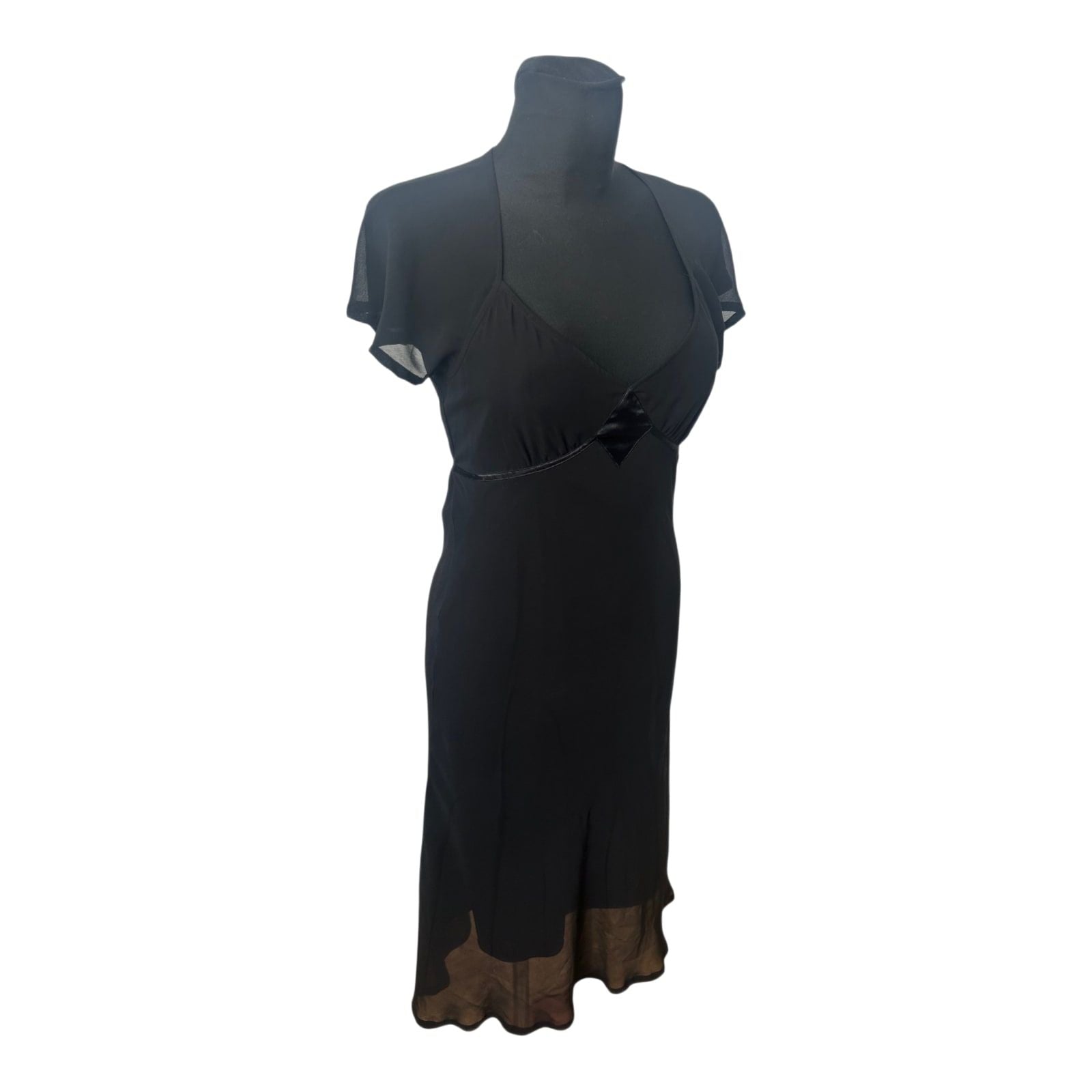 H&M Kleid Damen Gr 40 Schwarz Elegant Chiffon Abend Lang Transparent