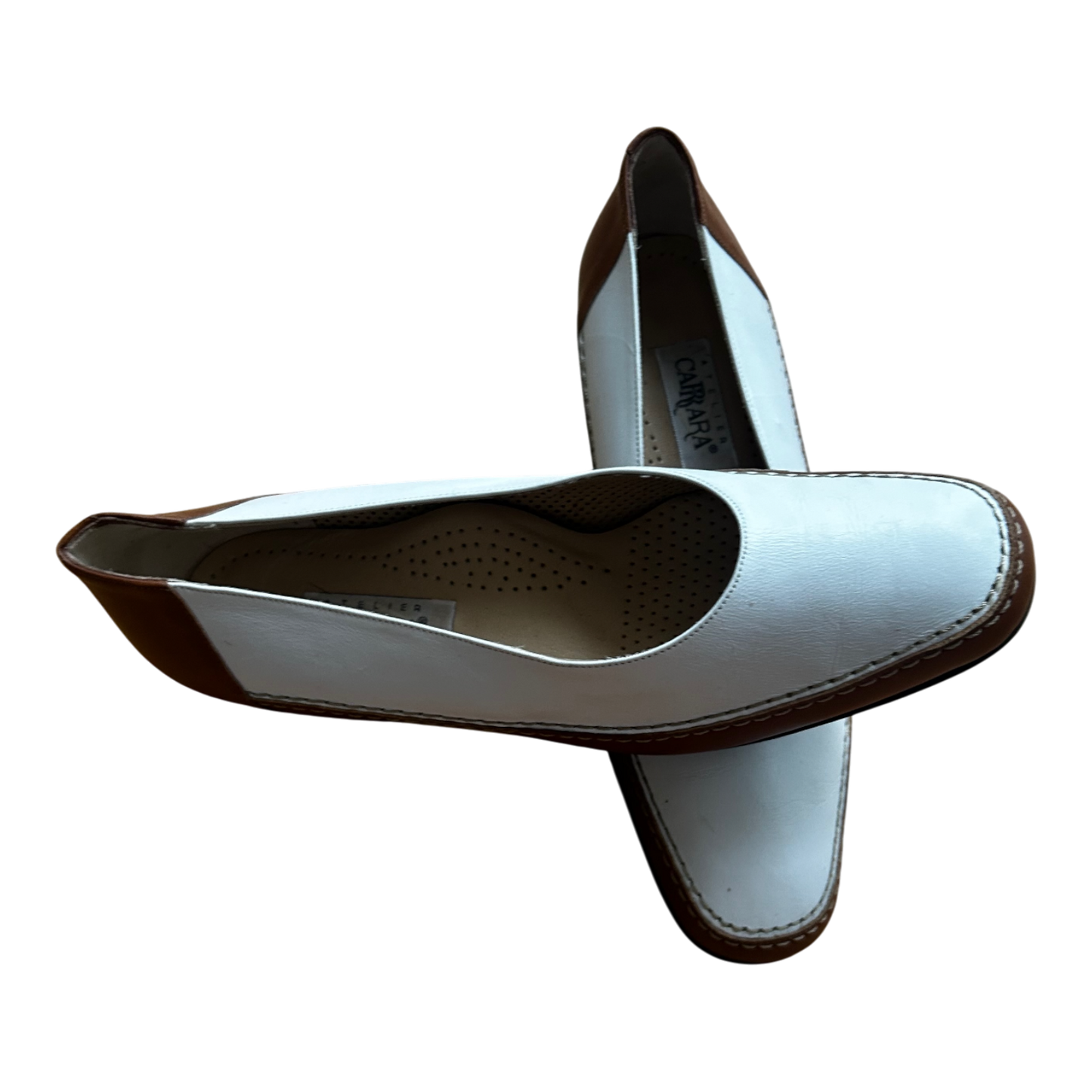 Atelier Carrara Damen Halbschuhe  Gr 40 Leder Made in Italy Neu Weiß Braun Elegant