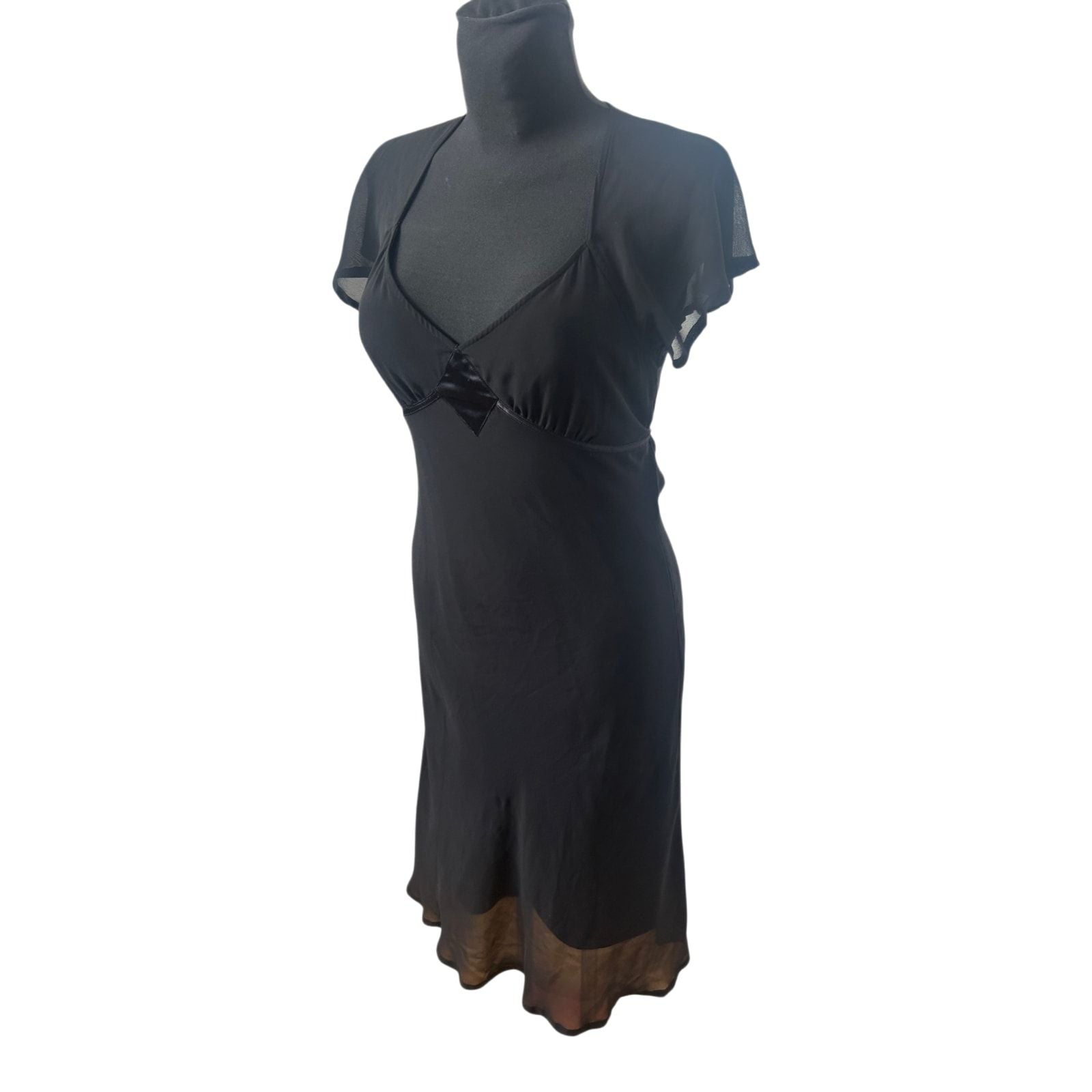 H&M Kleid Damen Gr 40 Schwarz Elegant Chiffon Abend Lang Transparent