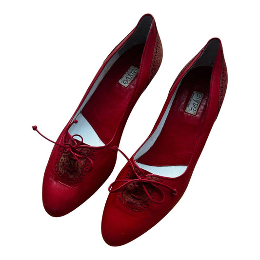 Elyse Damen Halbschuhe Gr 40 Rot Leder Made in Italy Ledersohle Elegant Neu