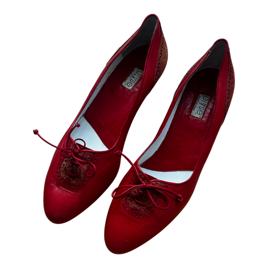 Elyse Damen Halbschuhe Gr 40 Rot Leder Made in Italy Ledersohle Elegant Neu