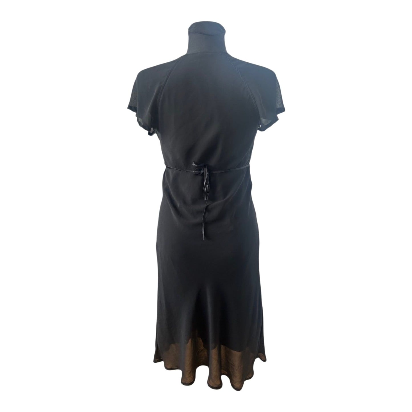 H&M Kleid Damen Gr 40 Schwarz Elegant Chiffon Abend Lang Transparent