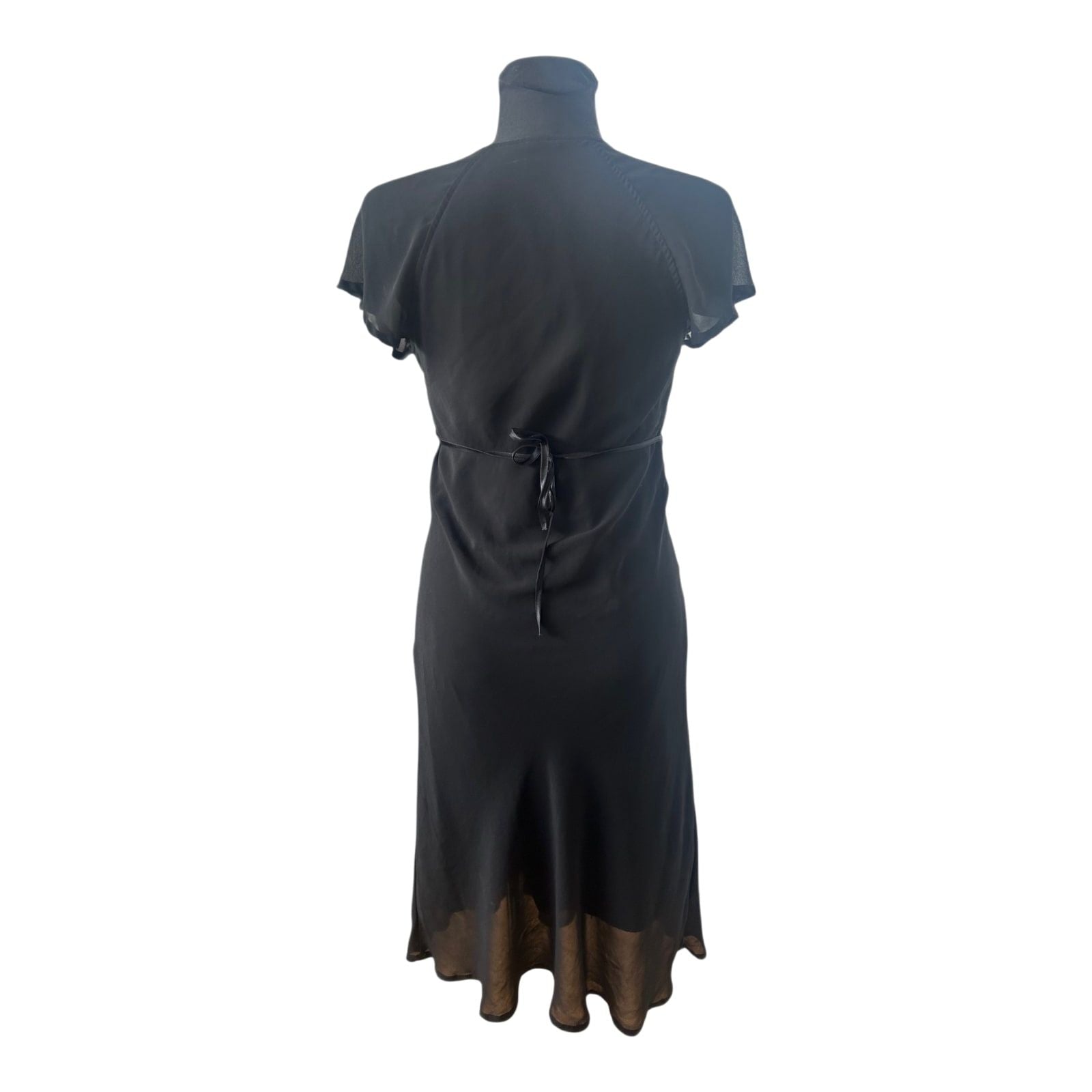 H&M Kleid Damen Gr 40 Schwarz Elegant Chiffon Abend Lang Transparent