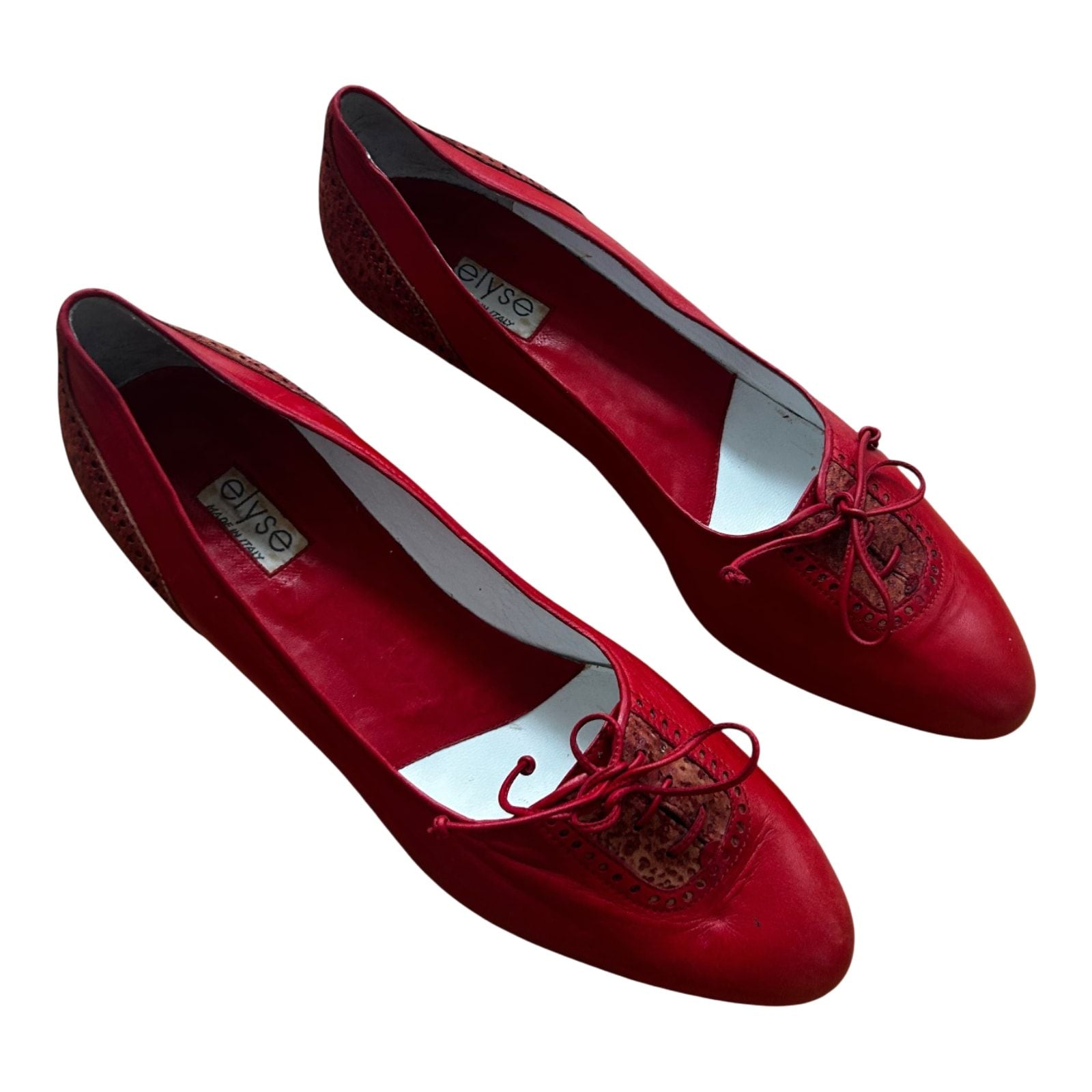 Elyse Damen Halbschuhe Gr 40 Rot Leder Made in Italy Ledersohle Elegant Neu