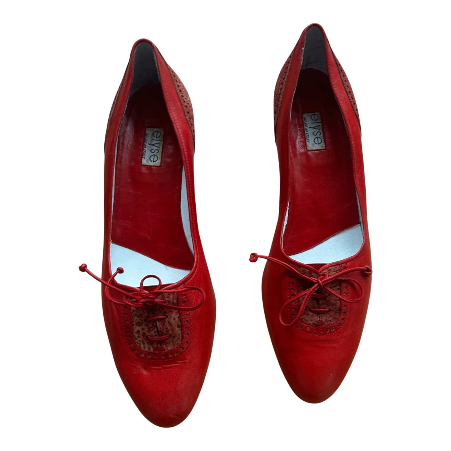 Elyse Damen Halbschuhe Gr 40 Rot Leder Made in Italy Ledersohle Elegant Neu