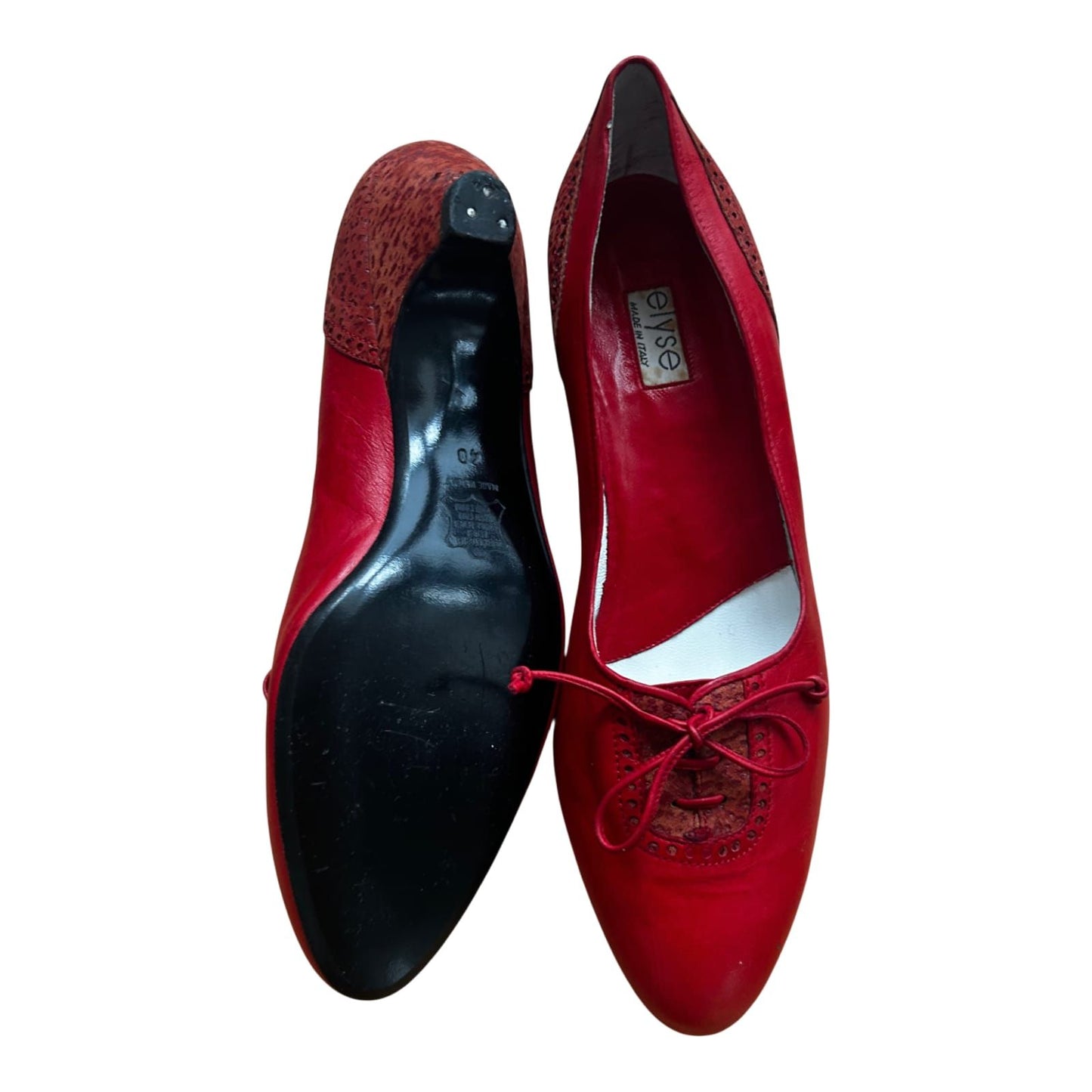 Elyse Damen Halbschuhe Gr 40 Rot Leder Made in Italy Ledersohle Elegant Neu