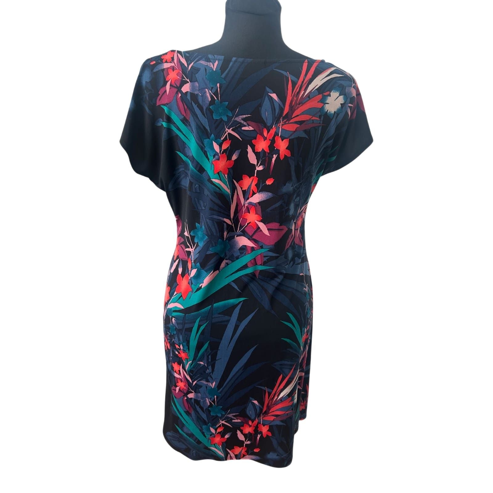 Wallis Kleid Damen Gr 42 Schwarz Blumen Elegant Stretch Sommer Figur