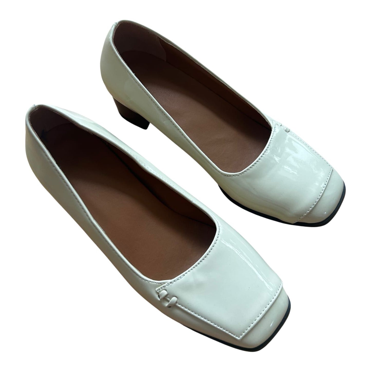 Second Hand Liebe Damen Halbschuhe Gr 37 Creme Lackoptik Neu Elegant