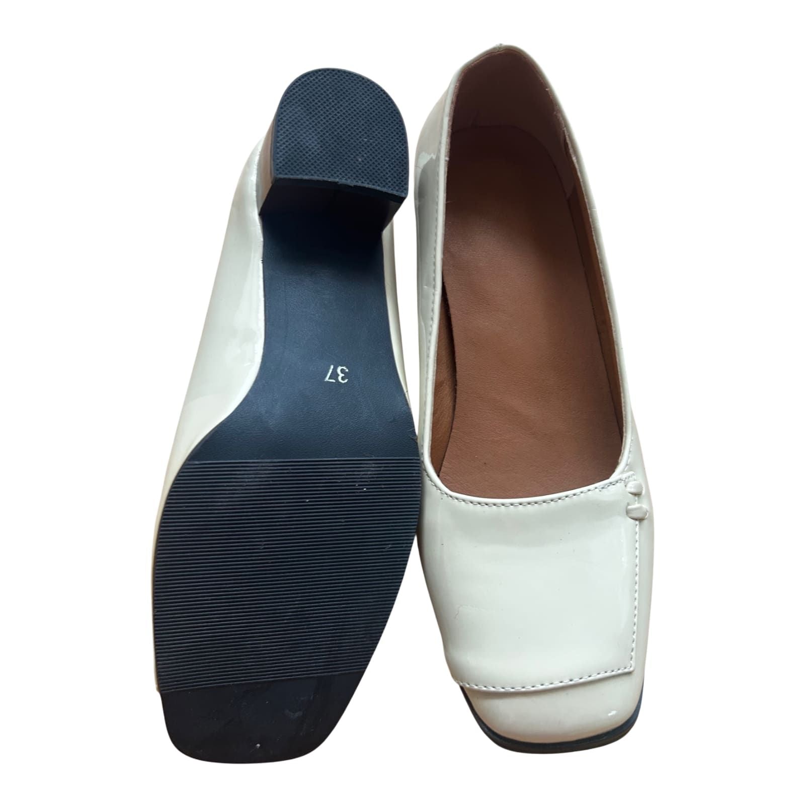 Second Hand Liebe Damen Halbschuhe Gr 37 Creme Lackoptik Neu Elegant