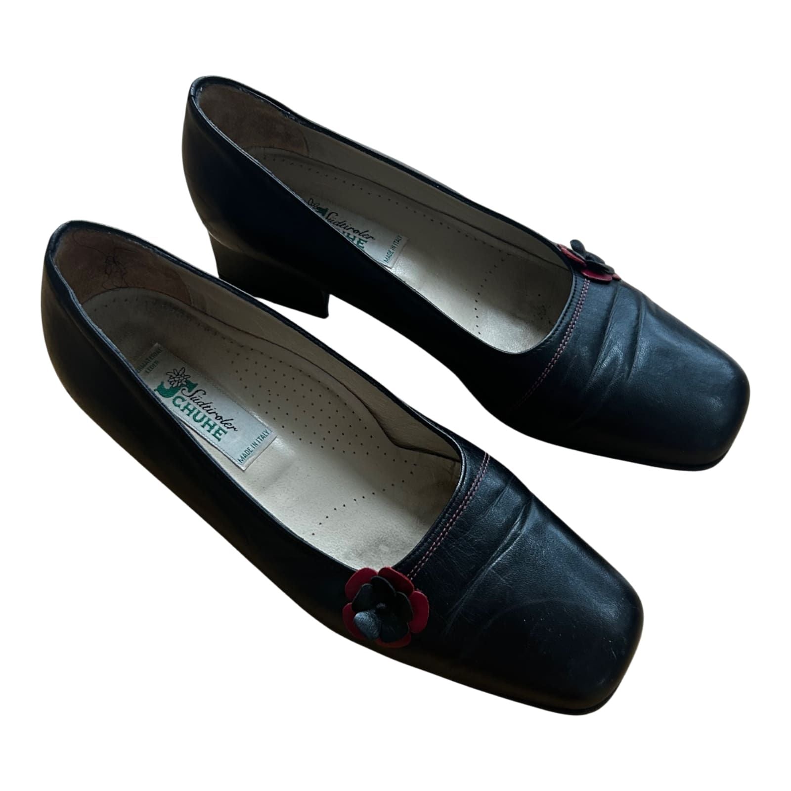 Südtiroler Halbschuh Damen Leder Made in Italy Gr 38 Schwarz Elegant