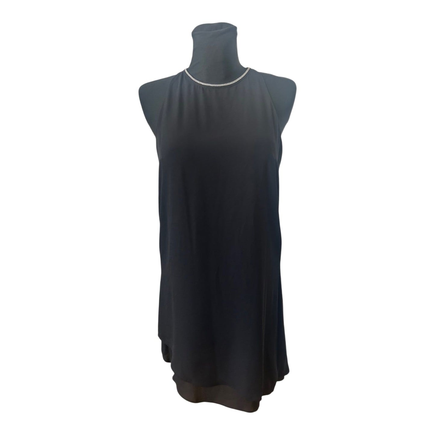 H&M Kleid Damen Gr 38 Schwarz Chiffon Cocktailkleid Festlich Elegant Kurz